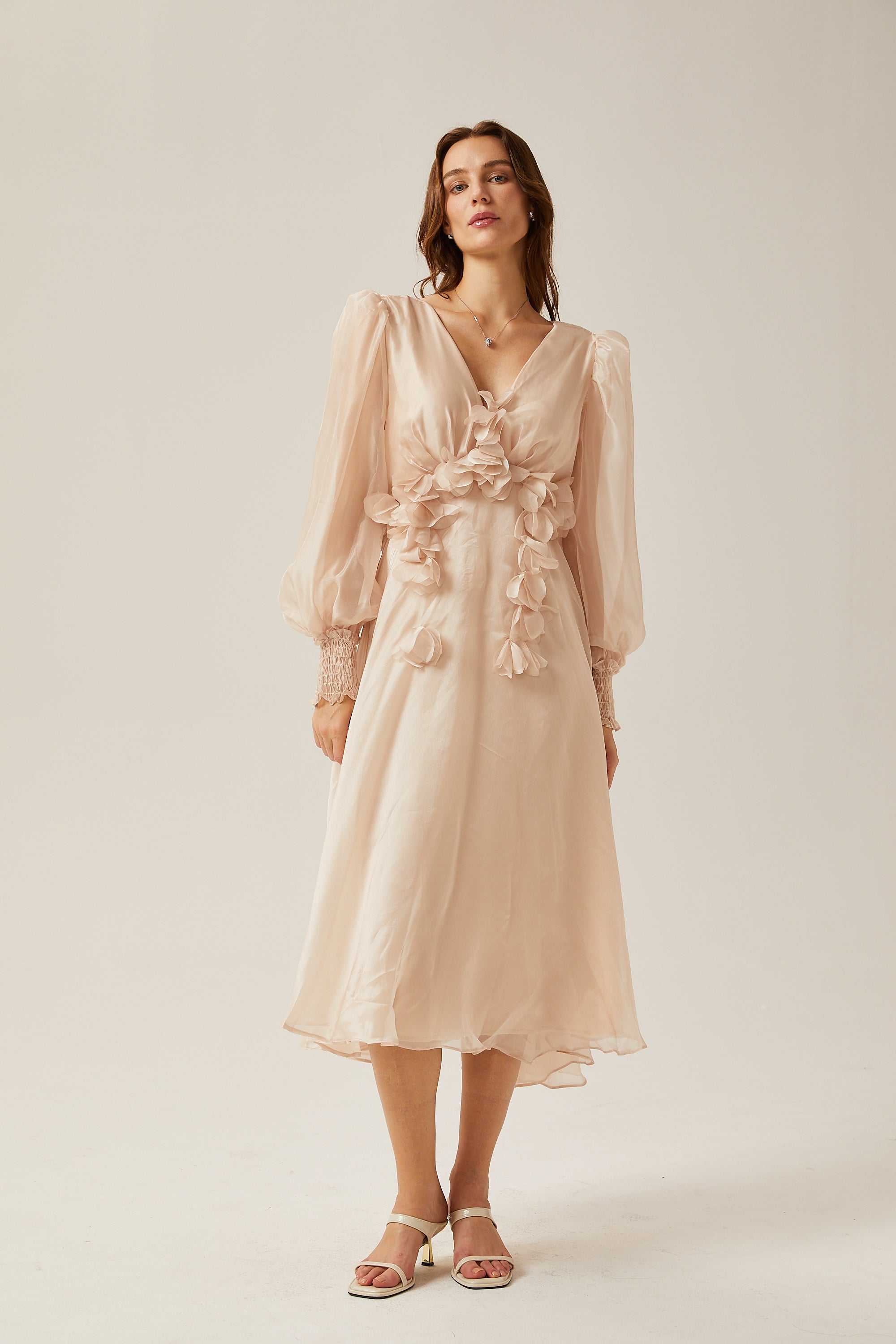 Lucie faux-floral embellished midi dress (Final Sale-US Only)
