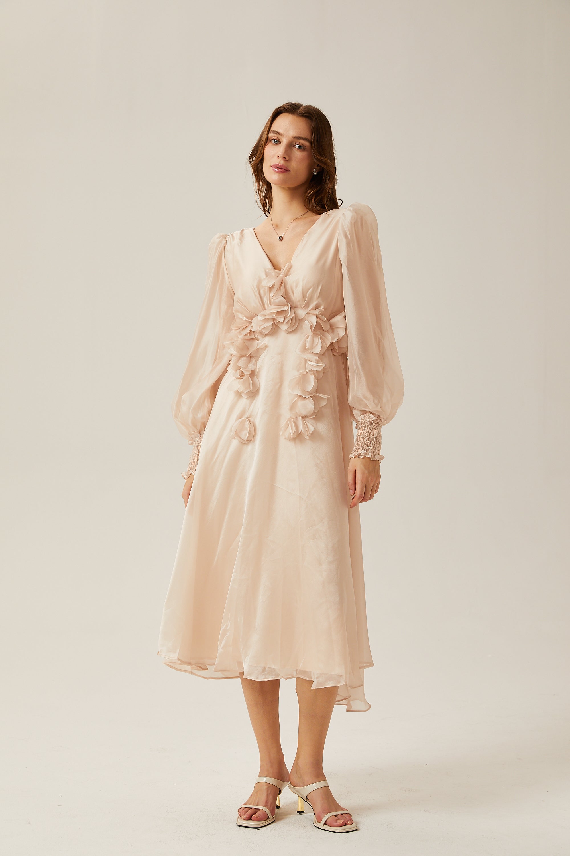 Lucie faux-floral embellished midi dress (Final Sale-US Only)