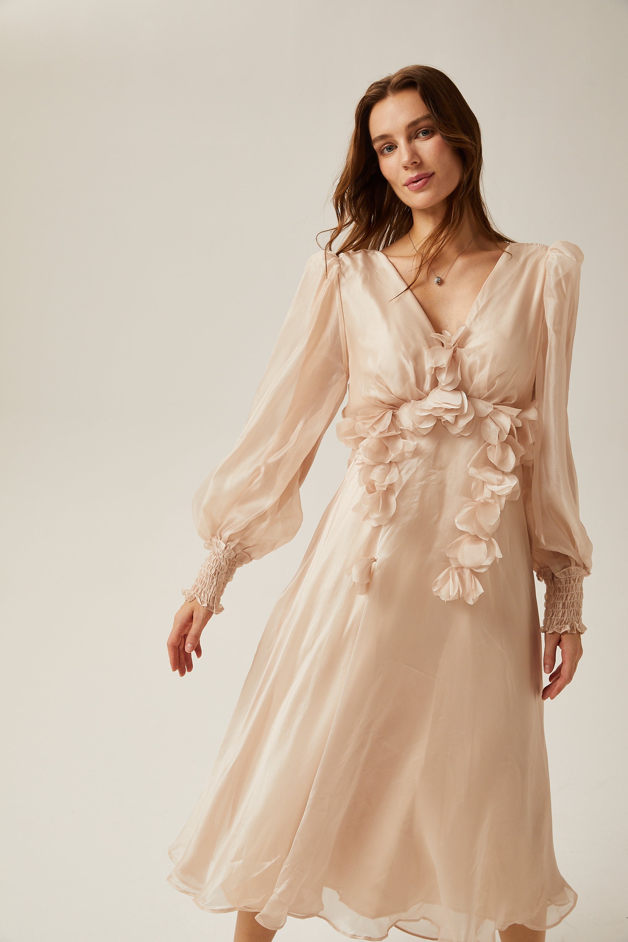 Lucie faux-floral embellished midi dress (Final Sale-US Only)