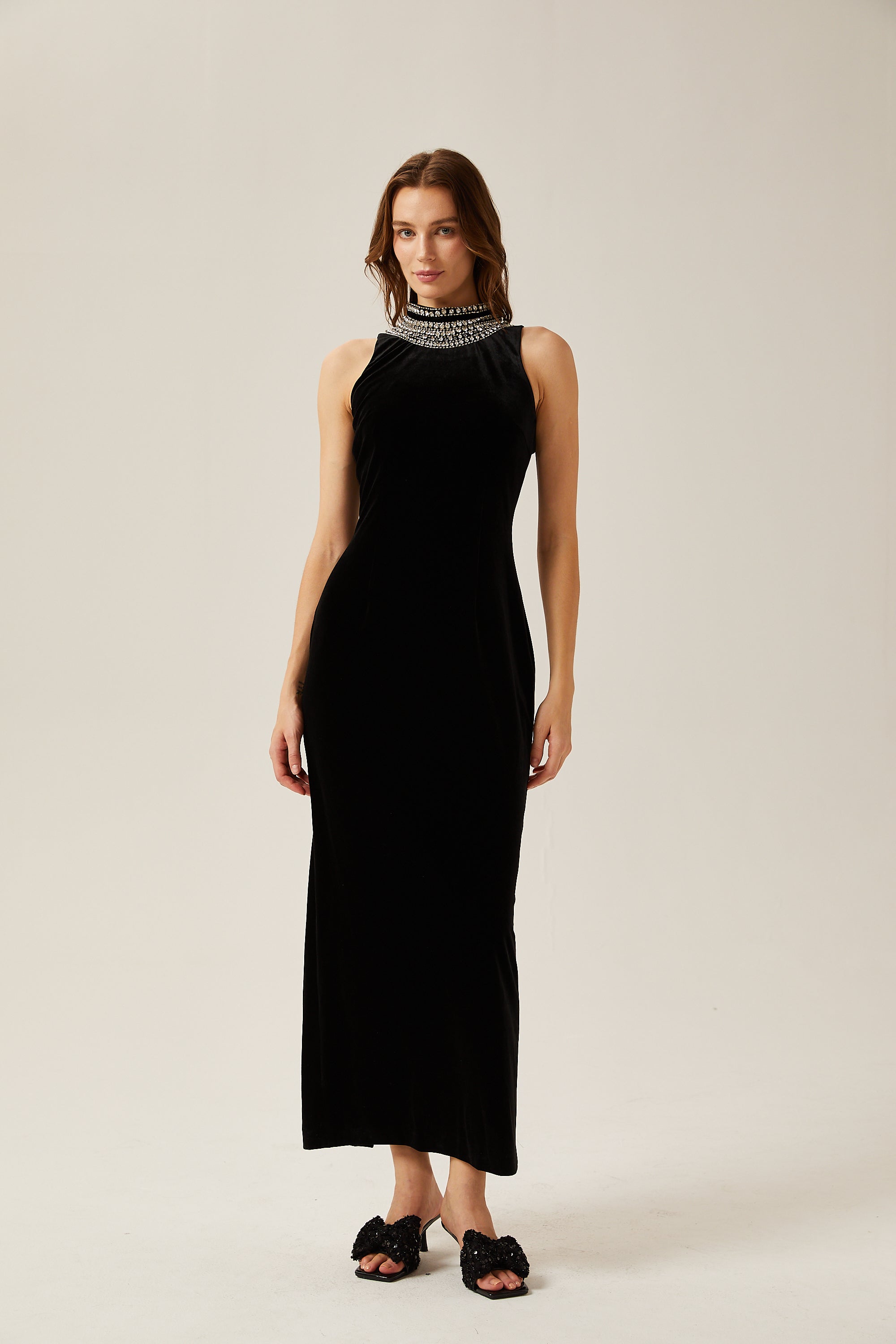 Colette black crystal-embellished velvet gown (US Only)