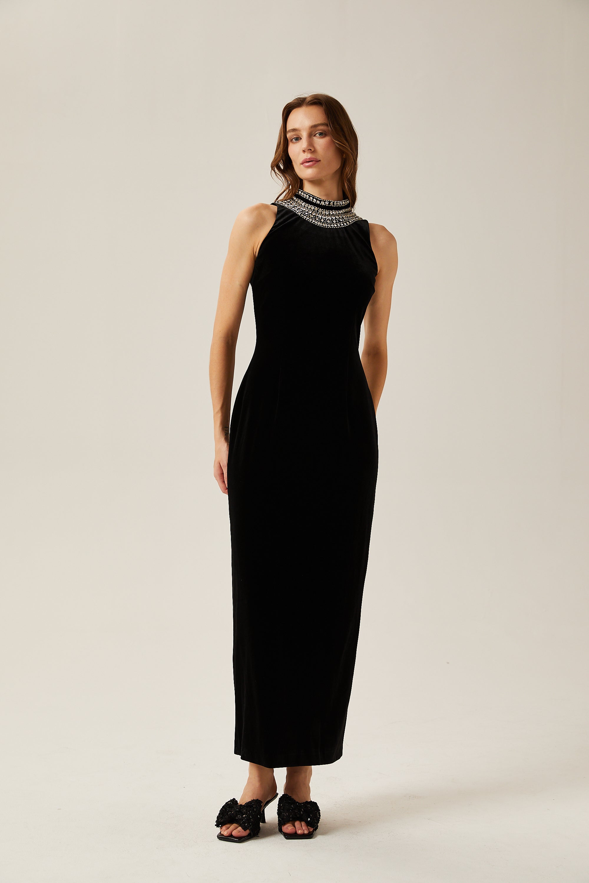 Colette black crystal-embellished velvet gown (US Only)