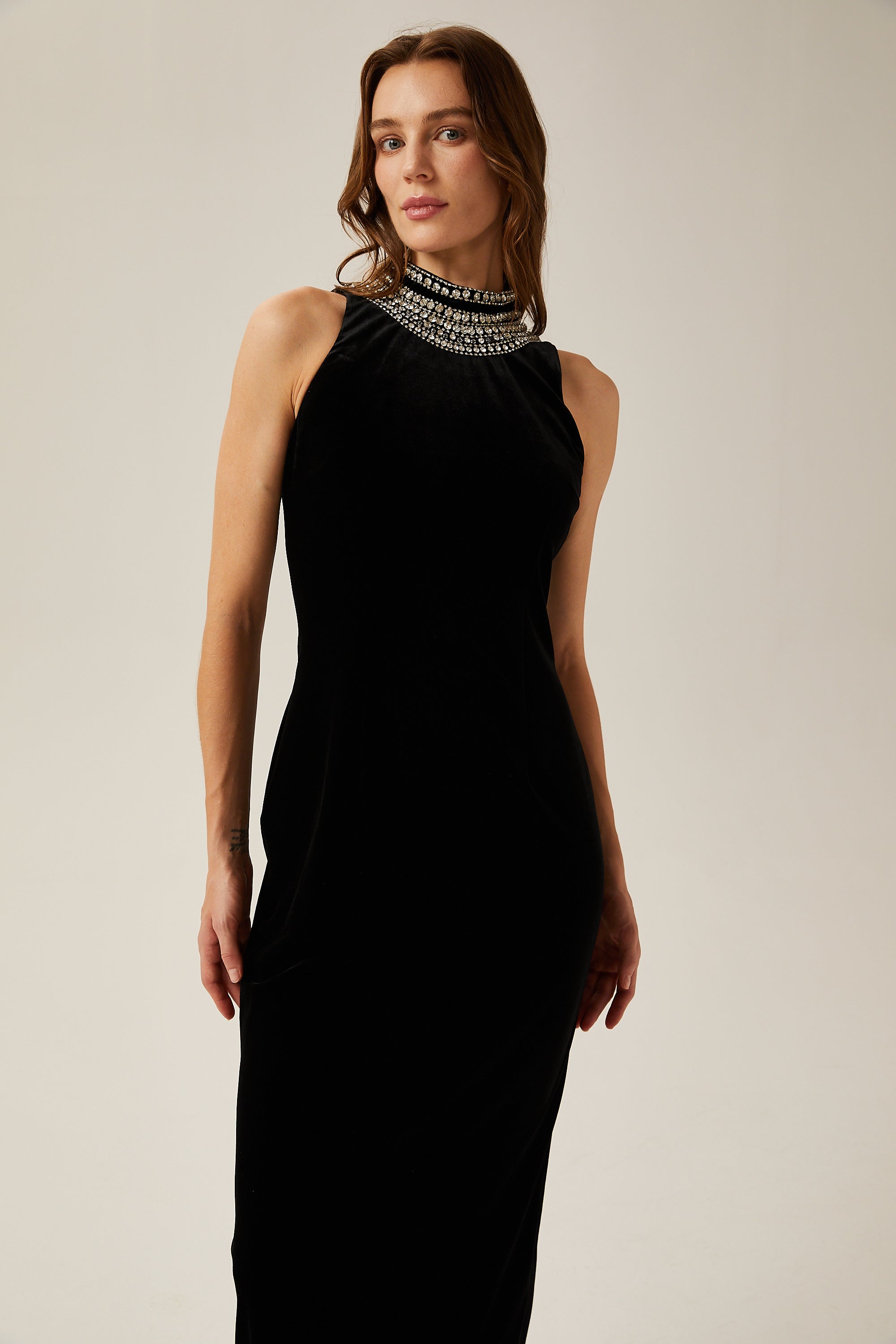 Colette black crystal-embellished velvet gown (US Only)