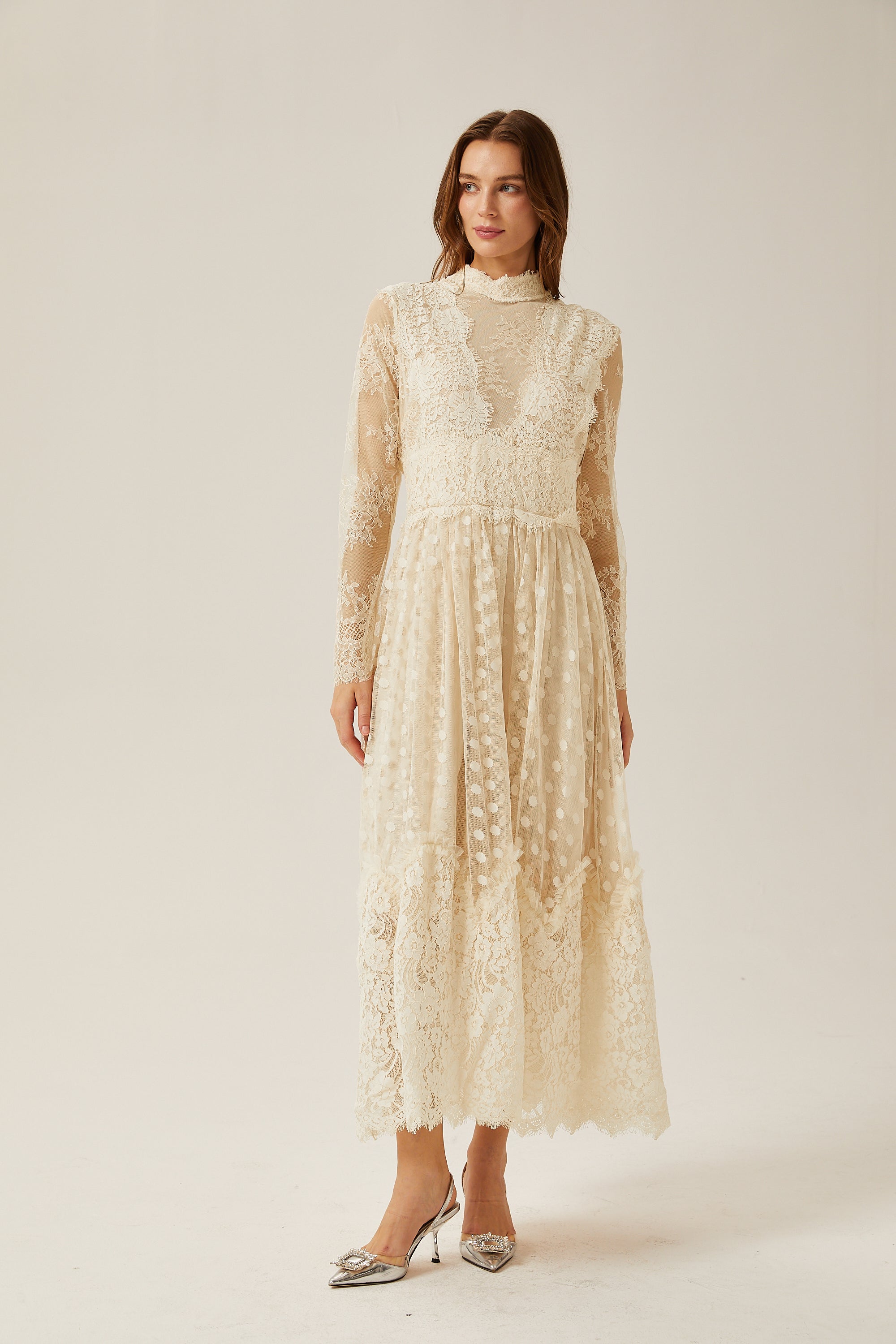 Éliane polka-dot lace-embroidered midi dress (Final Sale-US Only)