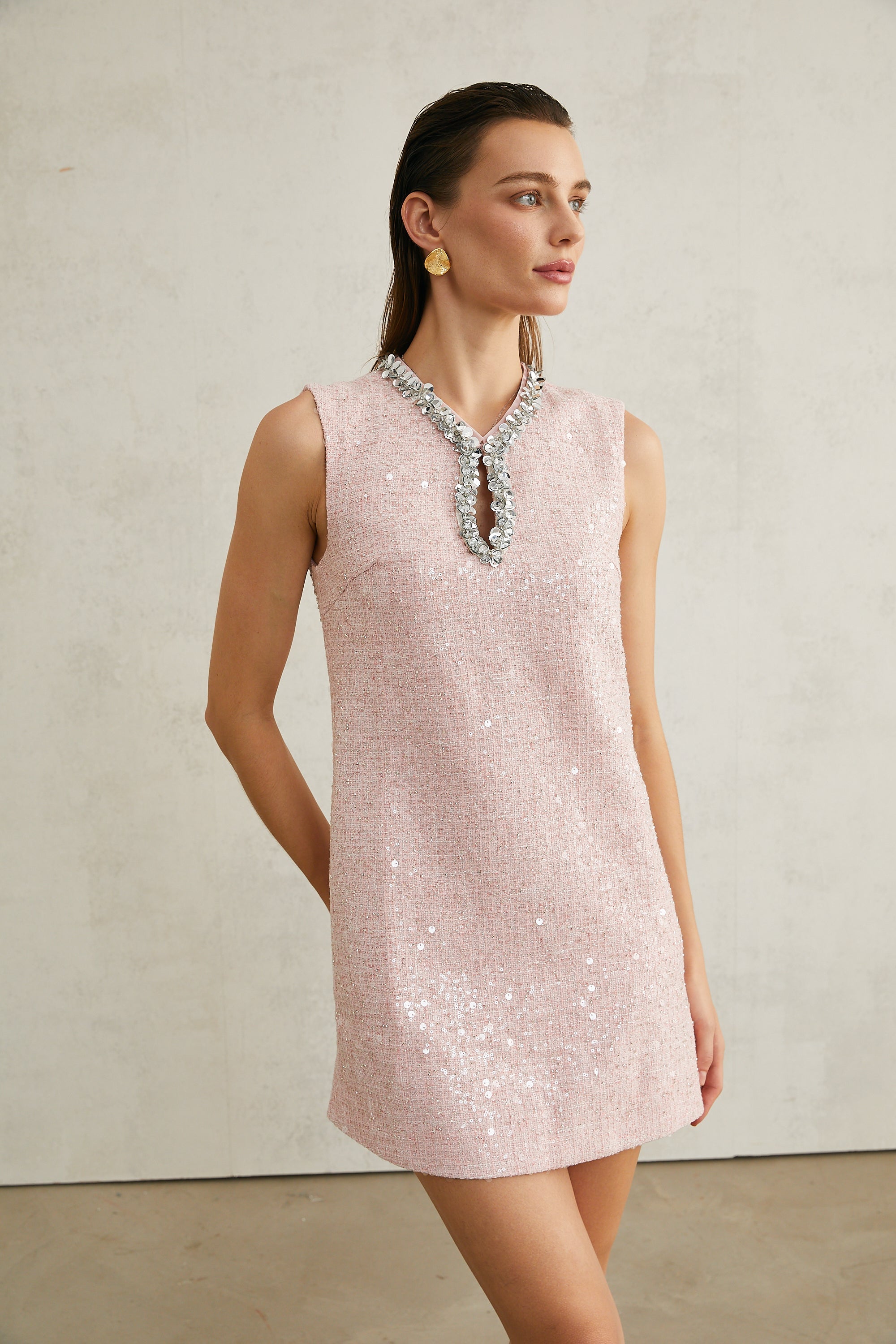 Arantxa pink sequinned tweed mini dress (Final Sale-US Only)