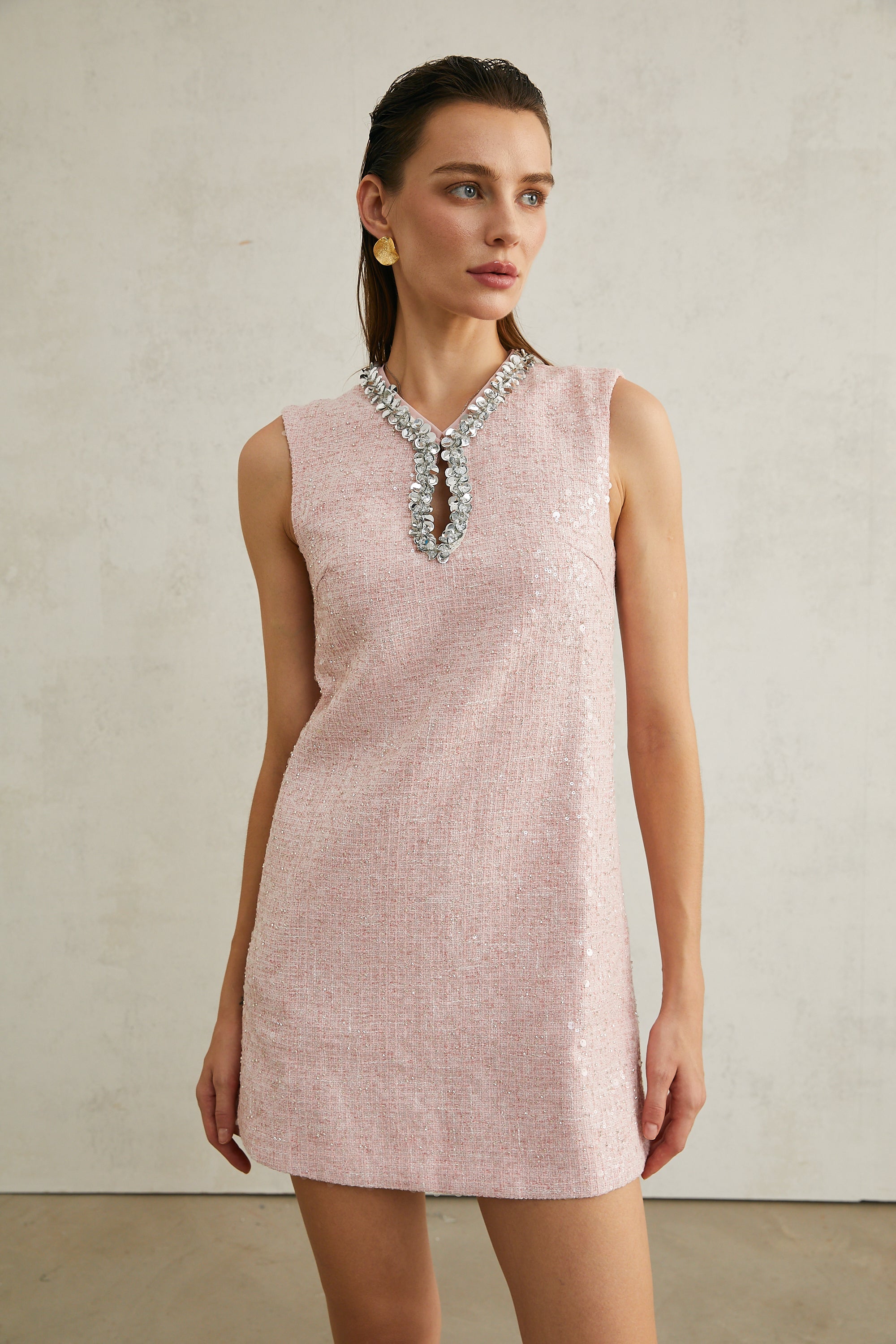 Arantxa pink sequinned tweed mini dress (Final Sale-US Only)
