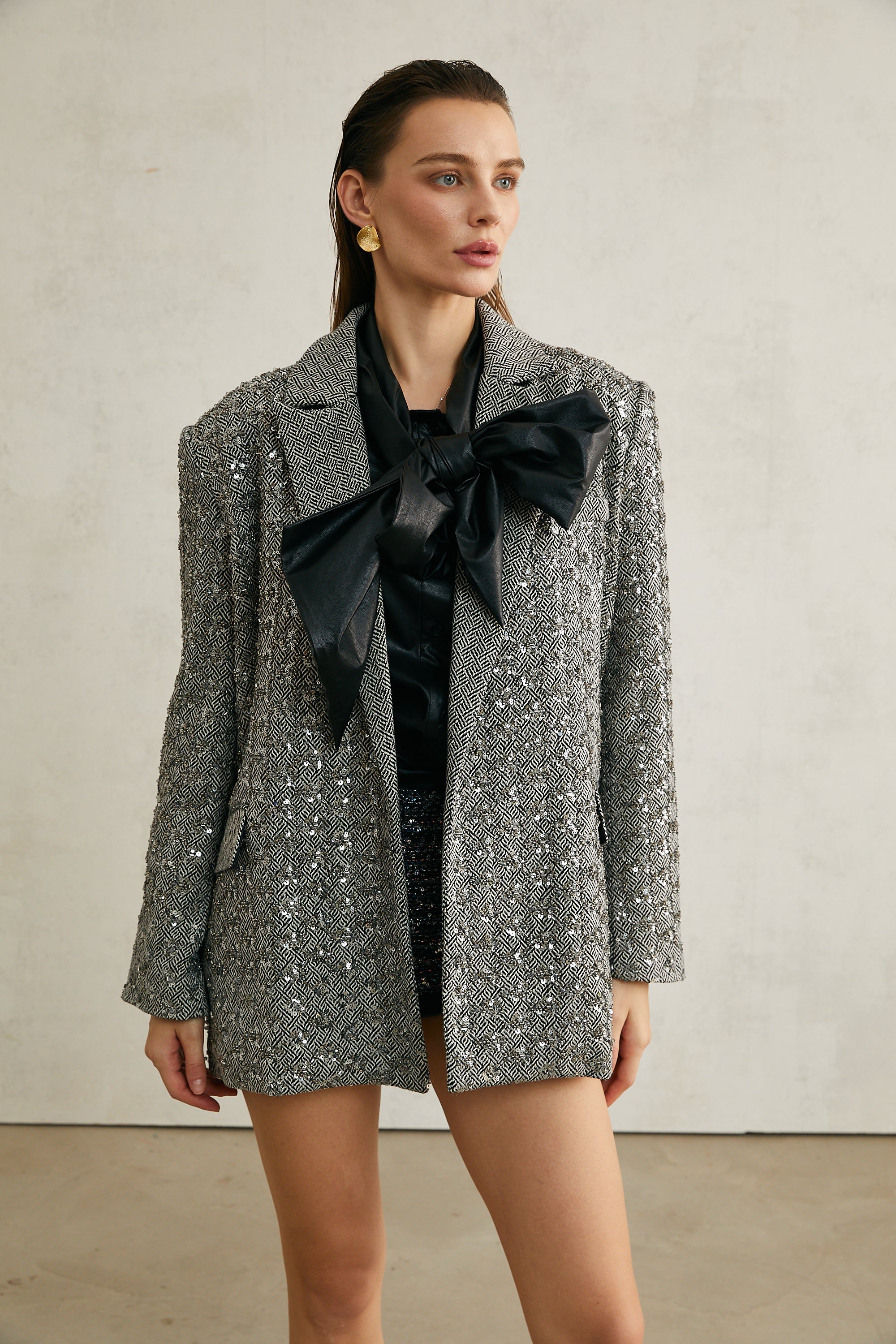 Solène herringbone-print blazer