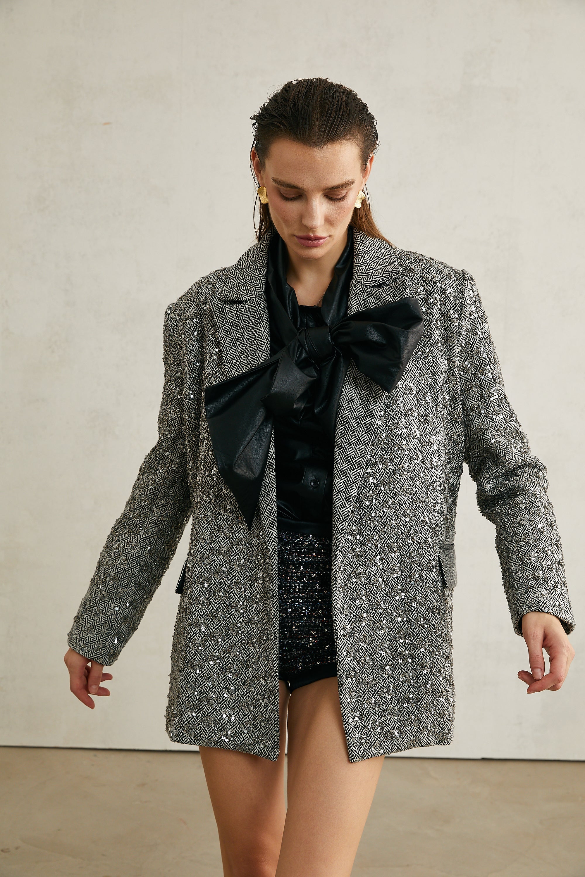 Solène herringbone-print blazer