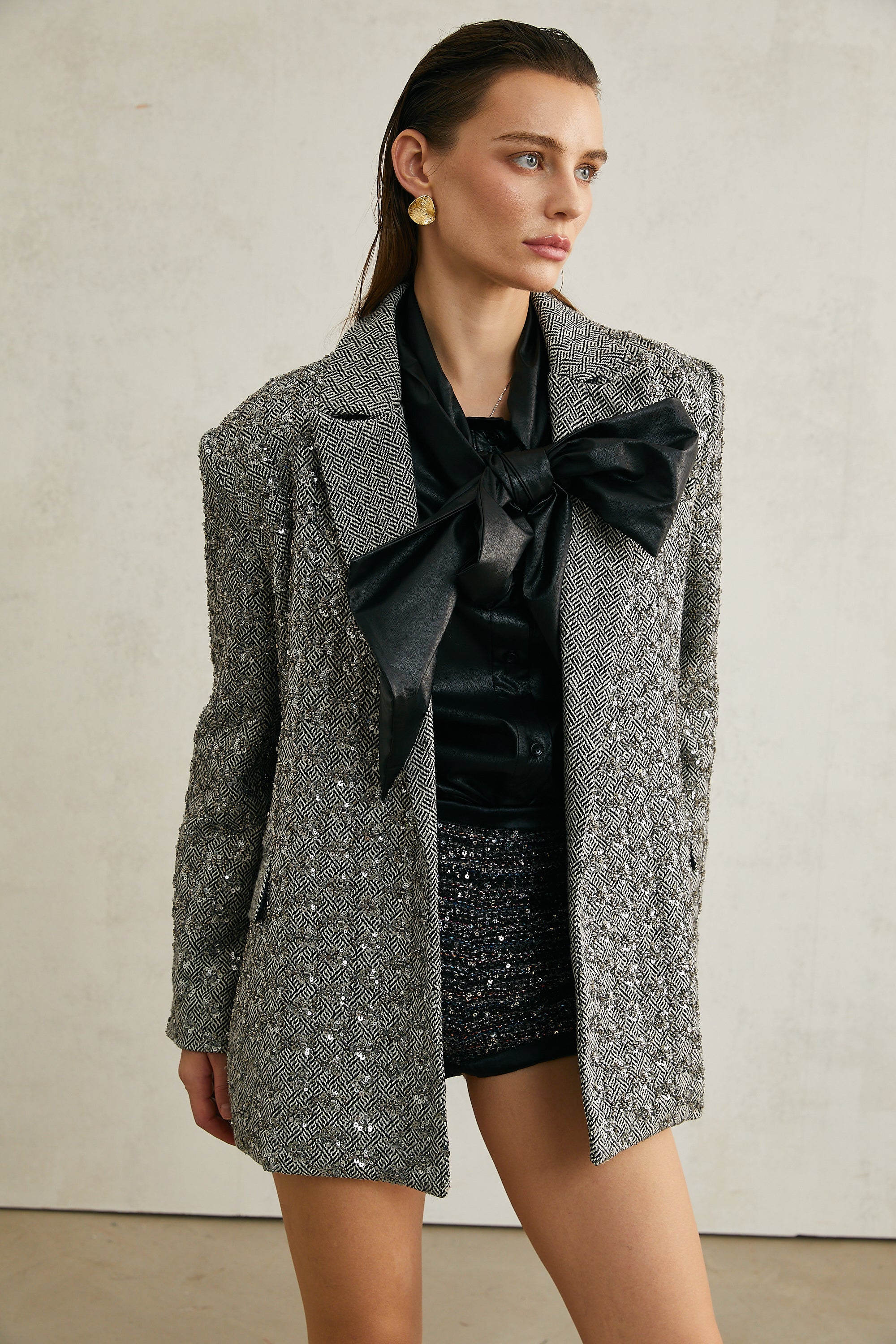 Solène herringbone-print blazer