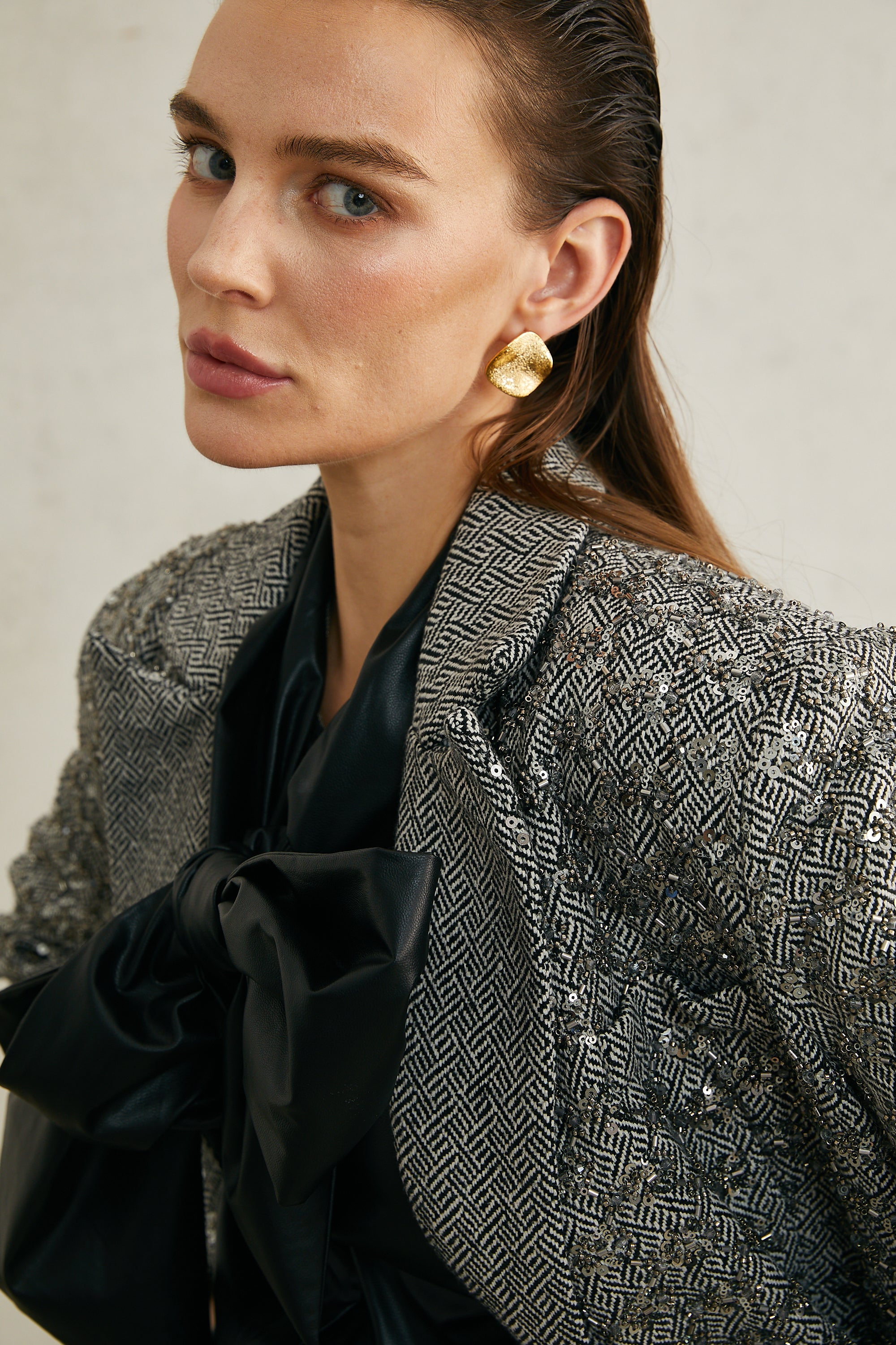 Solène herringbone-print blazer