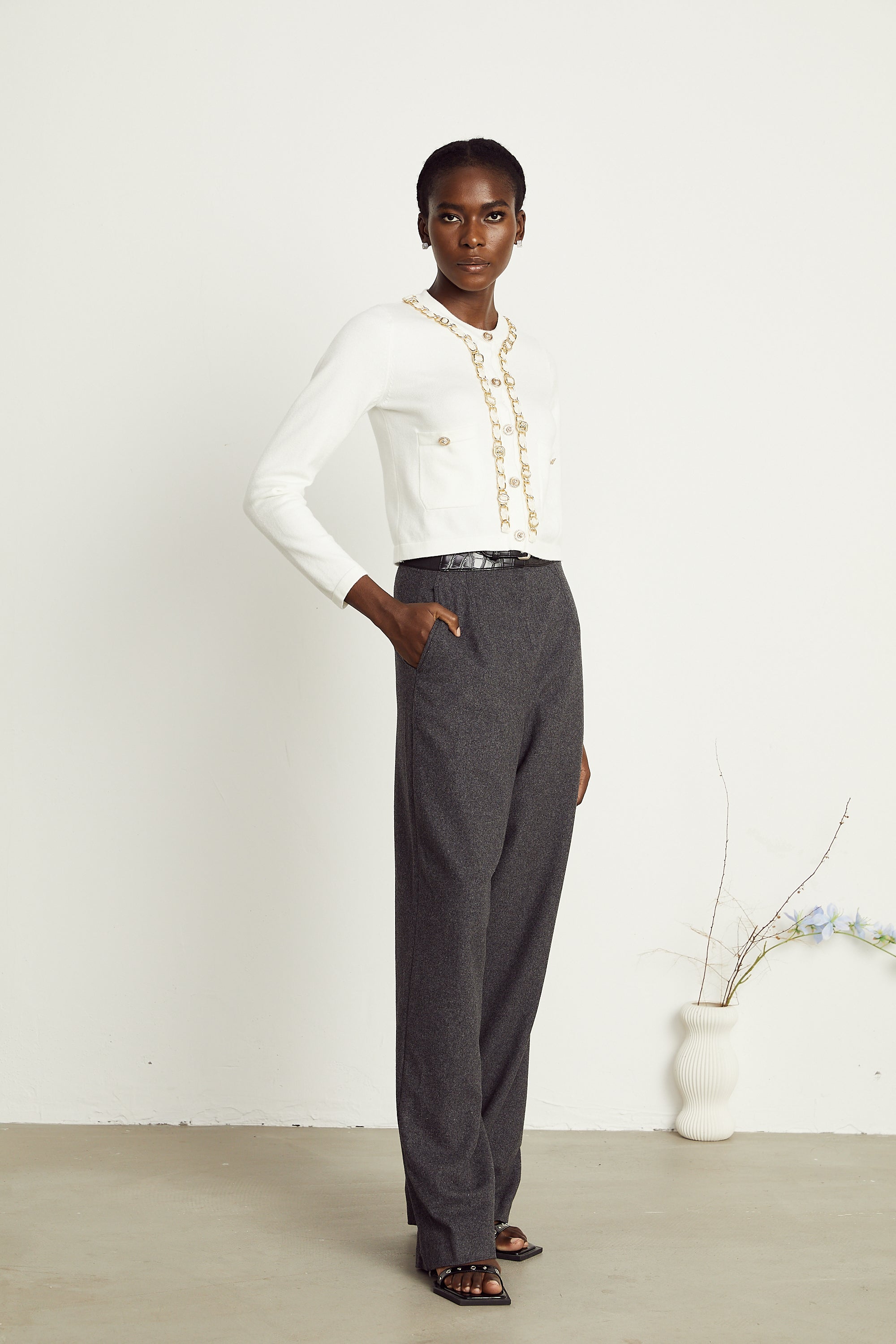 Karine chain-link knitted cardigan (Final Sale-US Only)