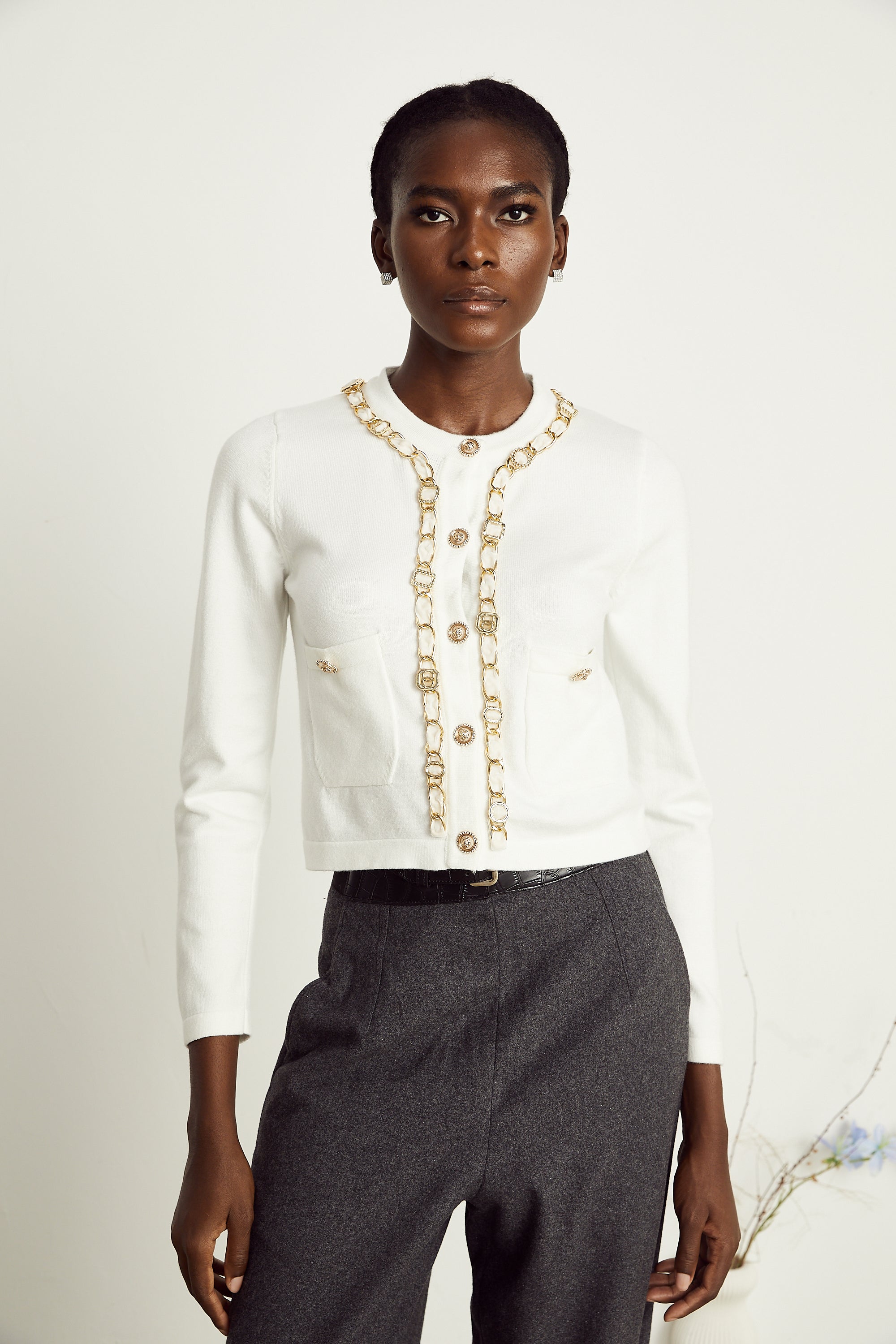 Karine chain-link knitted cardigan (Final Sale-US Only)