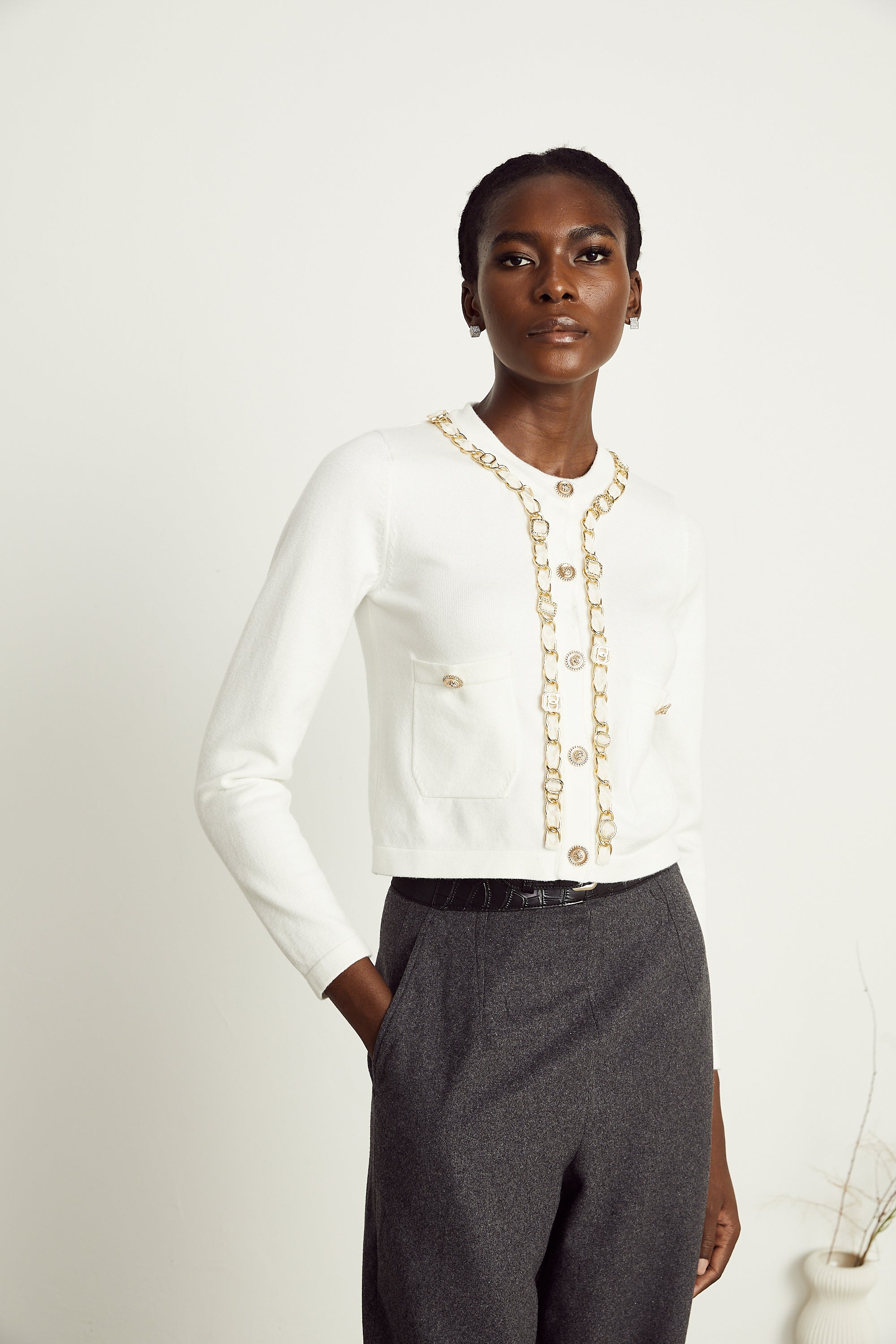 Karine chain-link knitted cardigan (Final Sale-US Only)