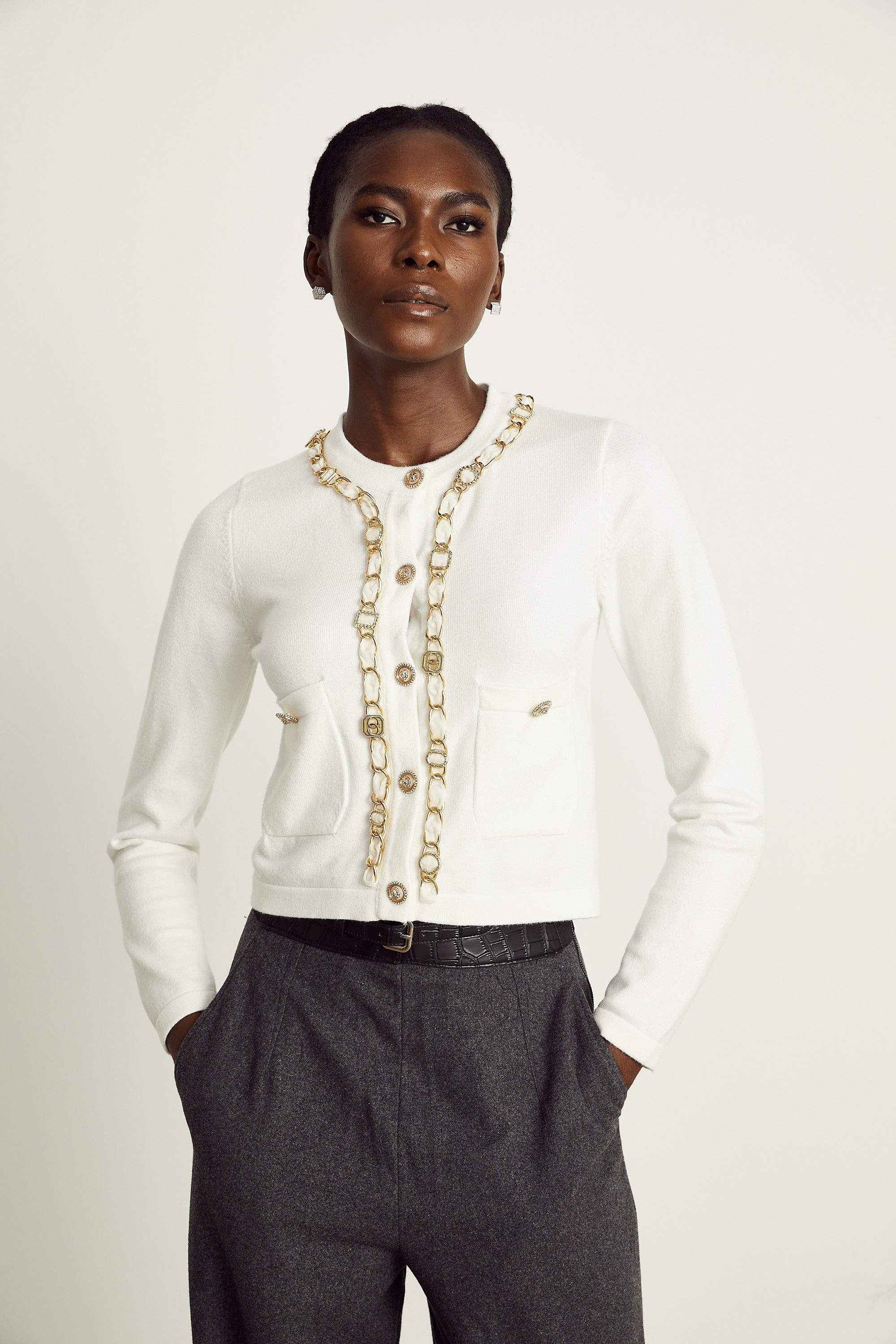 Karine chain-link knitted cardigan (Final Sale-US Only)