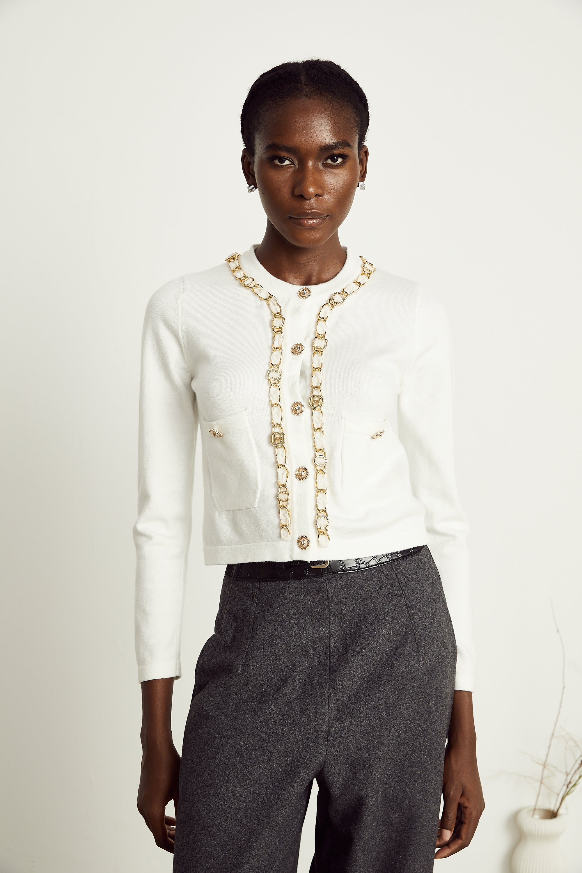 Karine chain-link knitted cardigan (Final Sale-US Only)