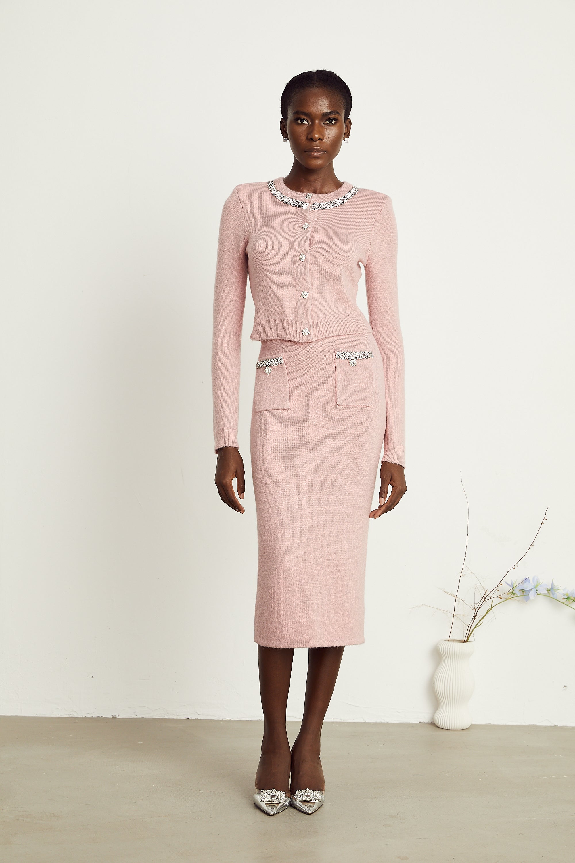Renée pink embellished jacket & skirt matching set (Final Sale-US Only)