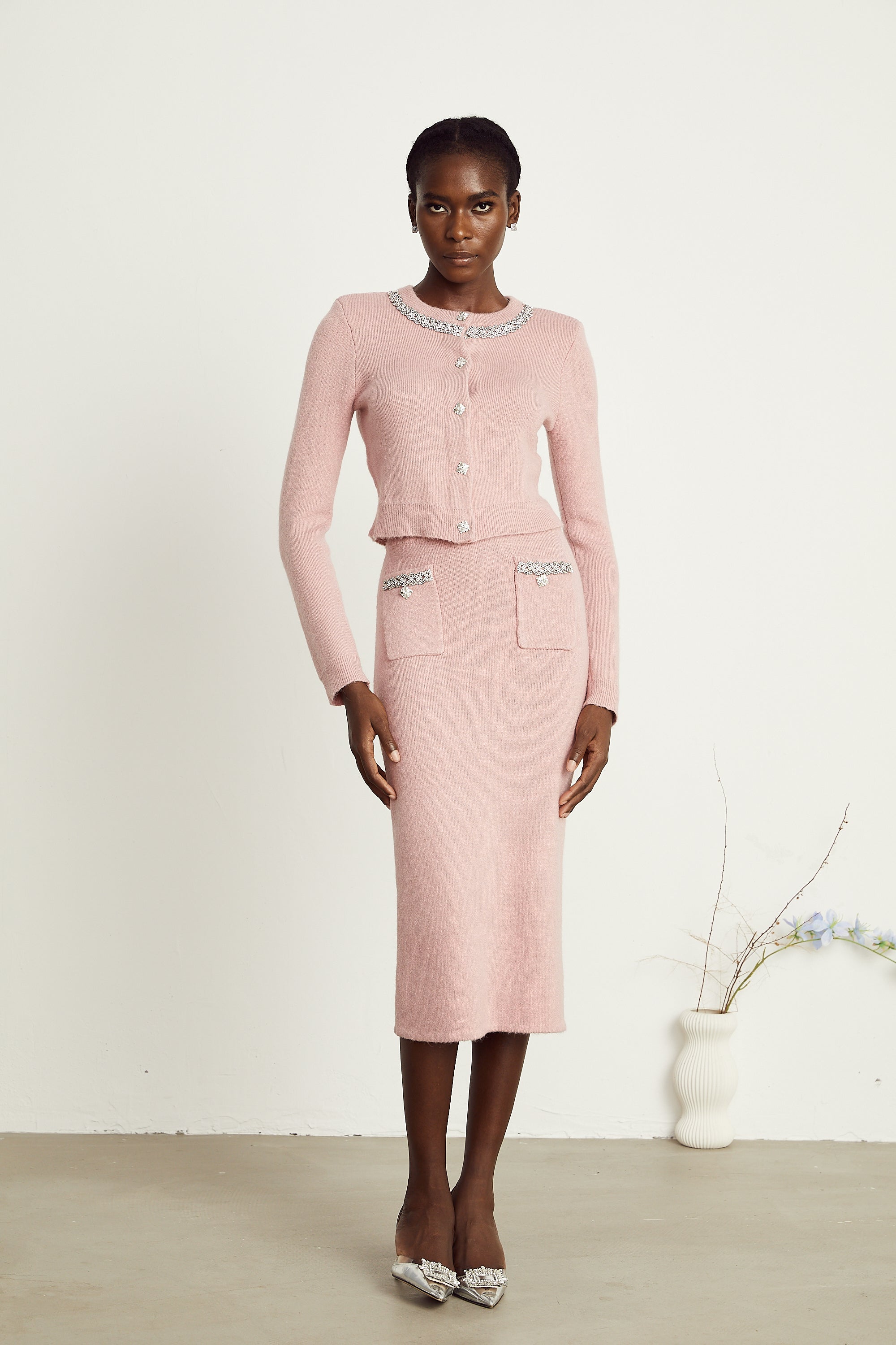 Renée pink embellished jacket & skirt matching set (Final Sale-US Only)
