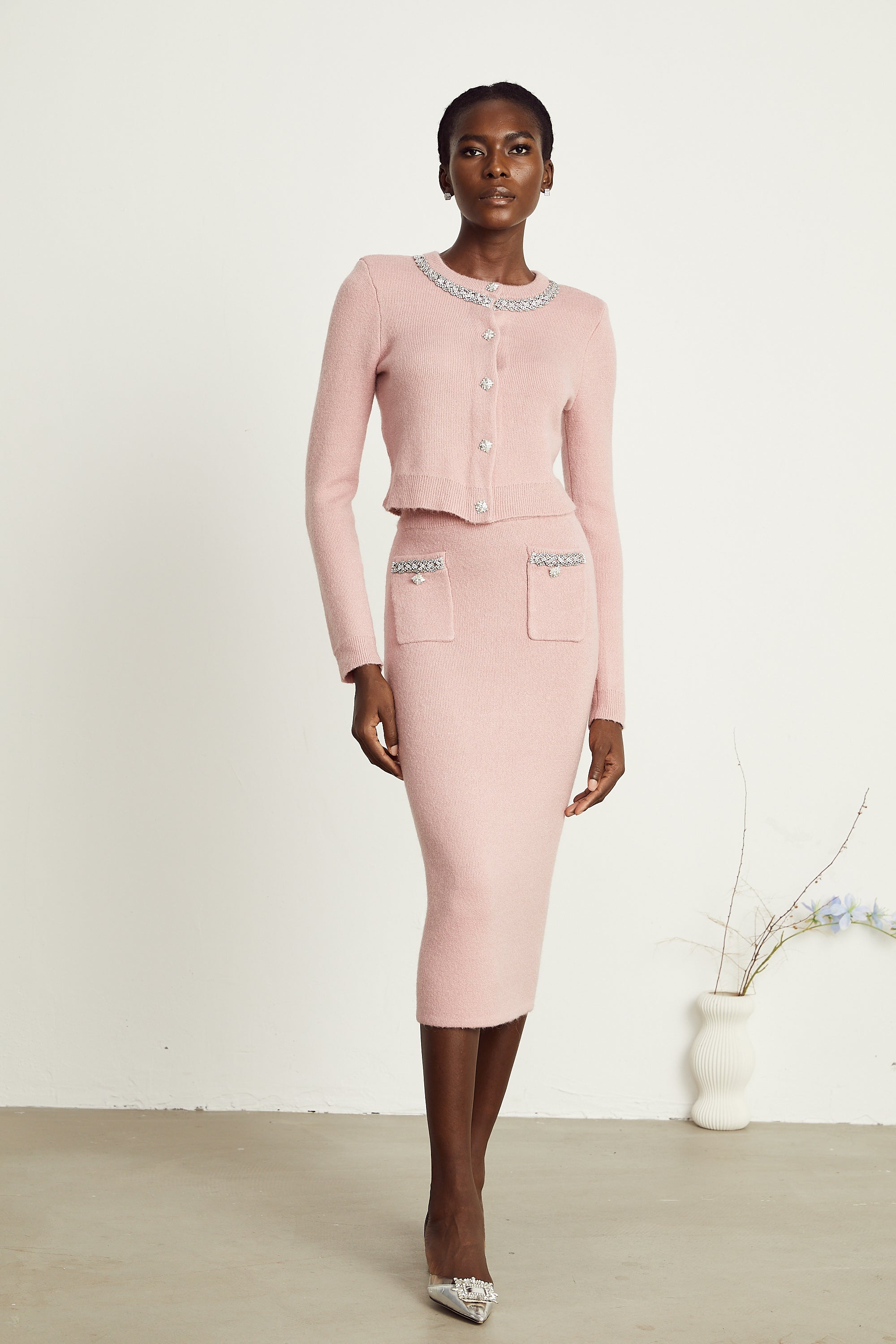 Renée pink embellished jacket & skirt matching set (Final Sale-US Only)