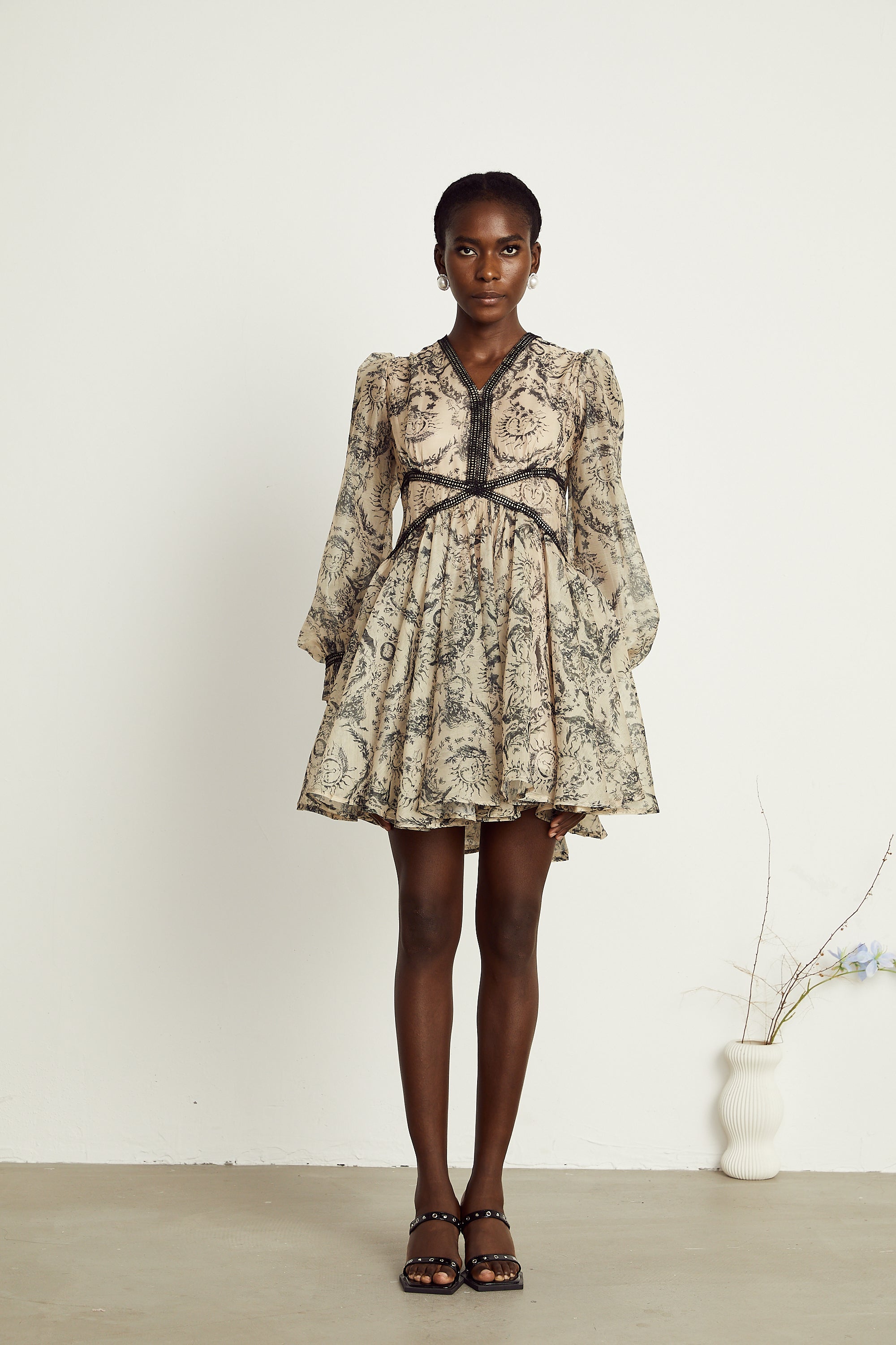 Auréliane pattern-print V-neck mini dress (US Only)