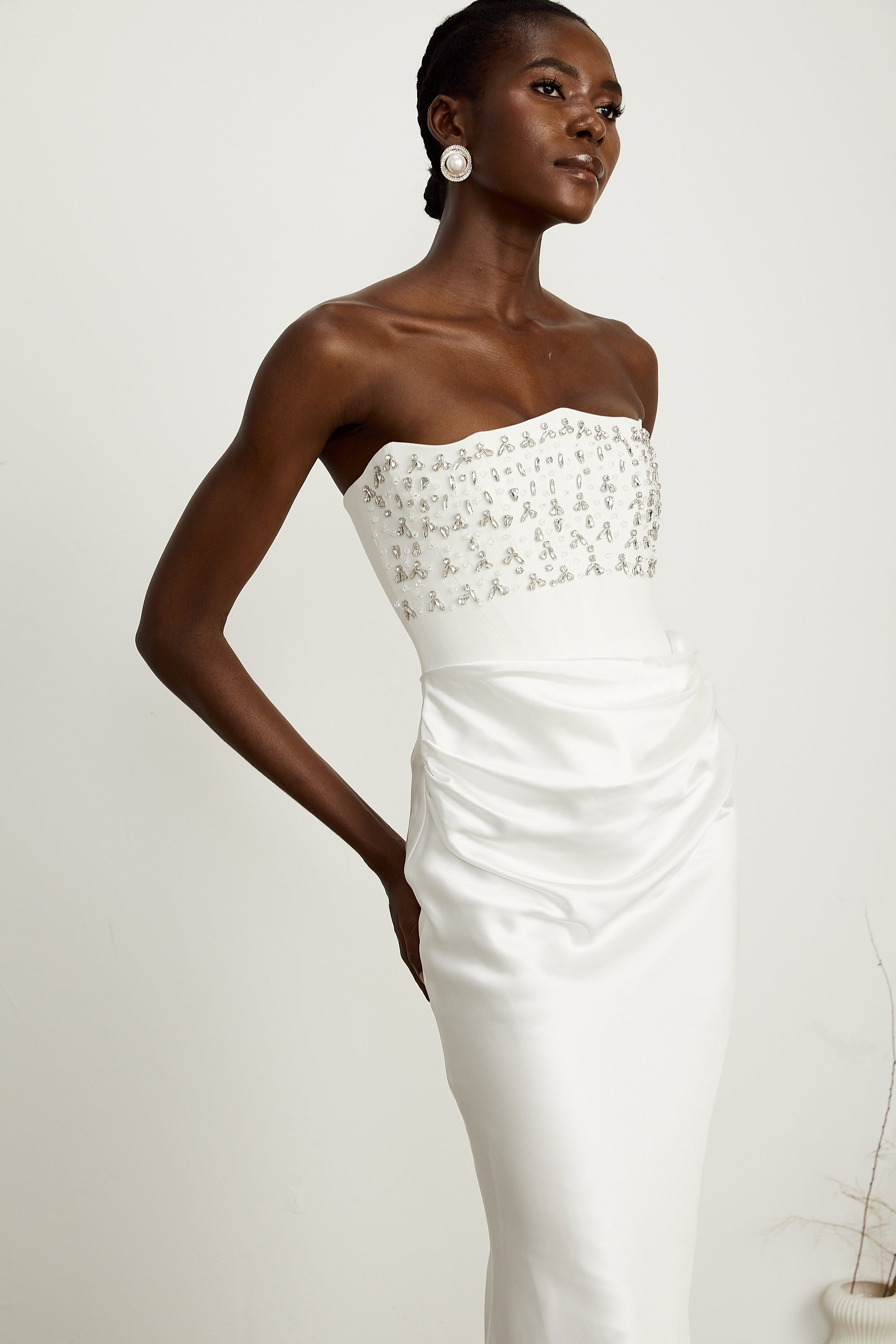 Aurore White Crystal Embellished Maxi Dress (Final Sale-US Only)