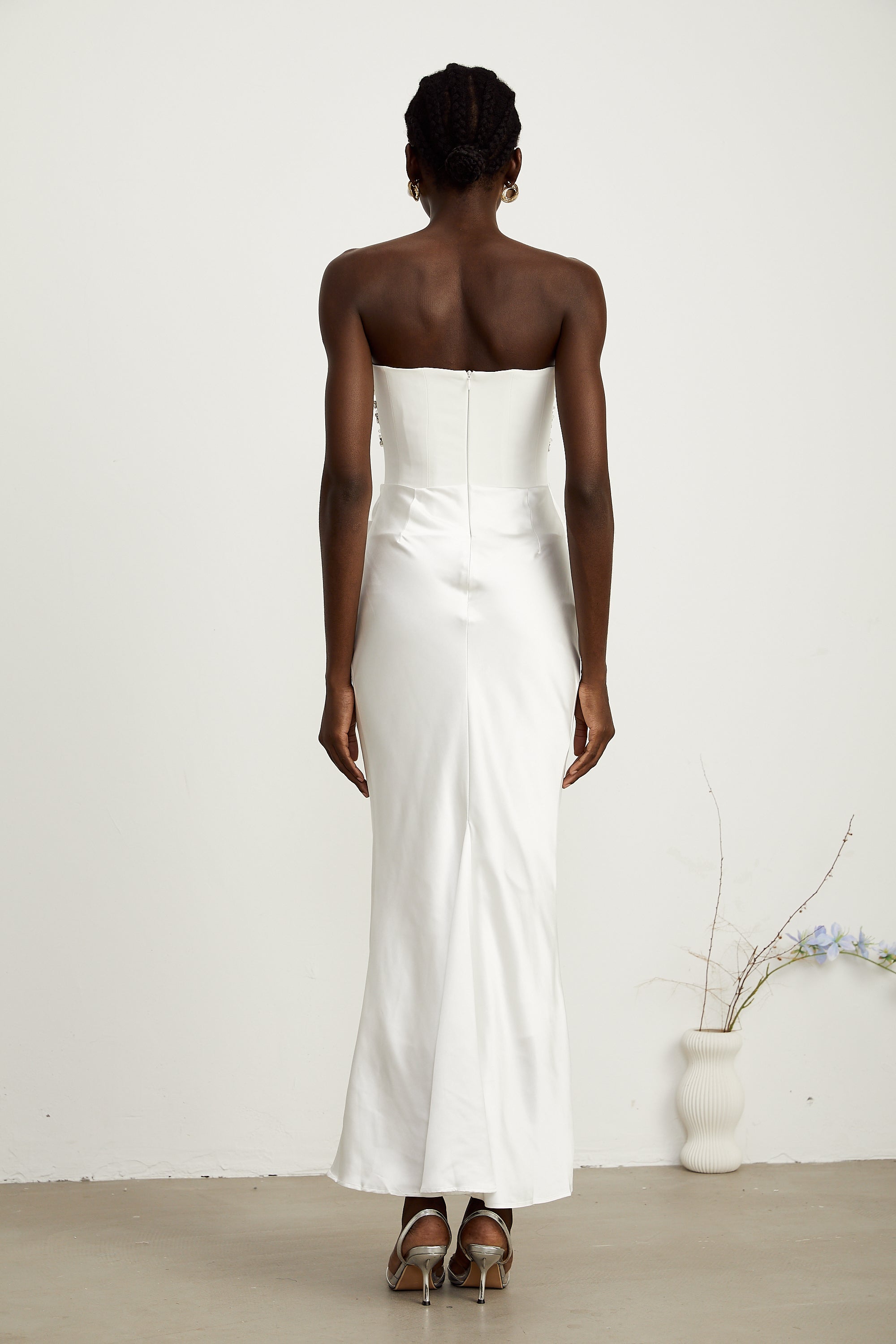 Aurore White Crystal Embellished Maxi Dress (Final Sale-US Only)