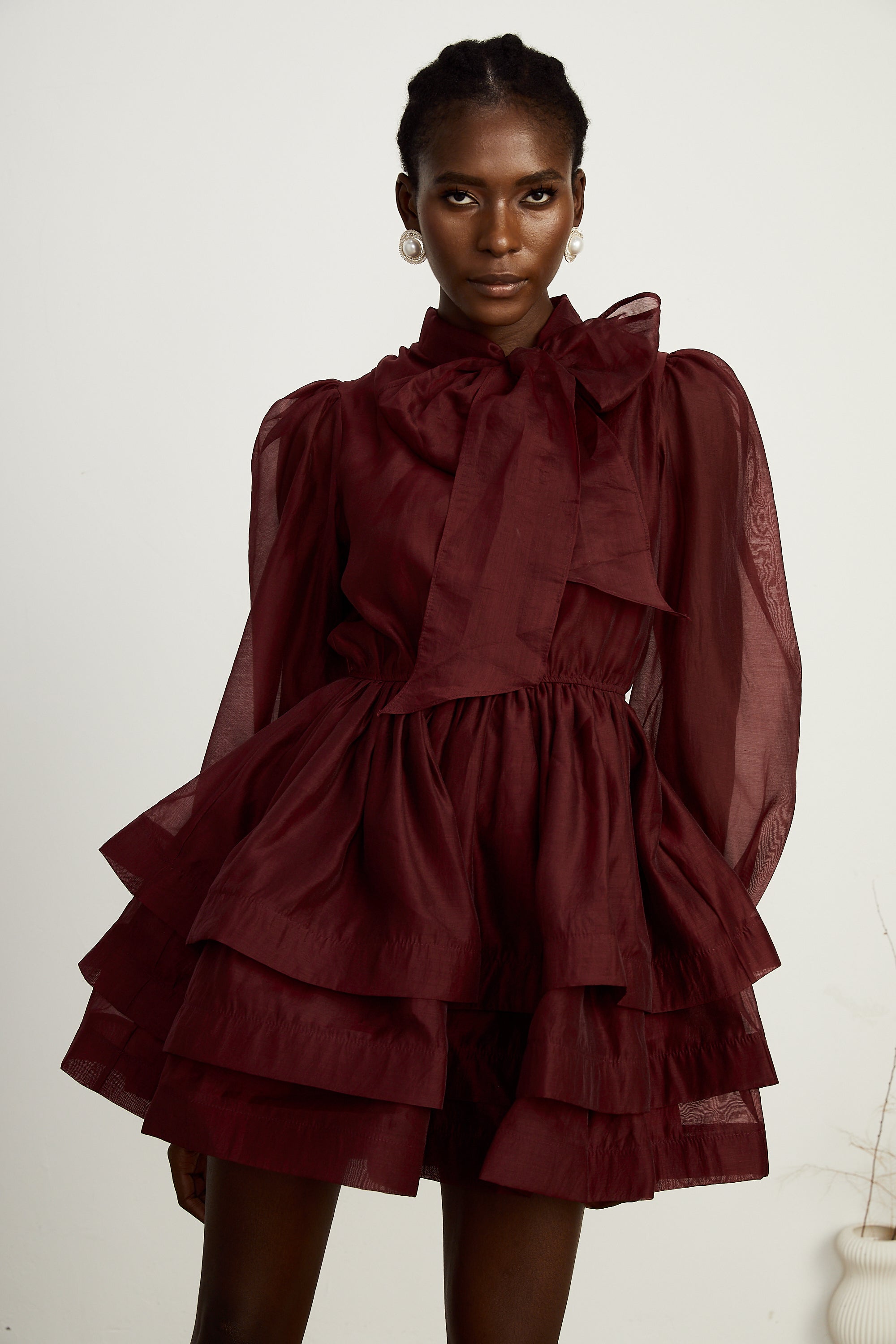 Élodie tiered flared mini dress in Red (Final Sale-US Only)