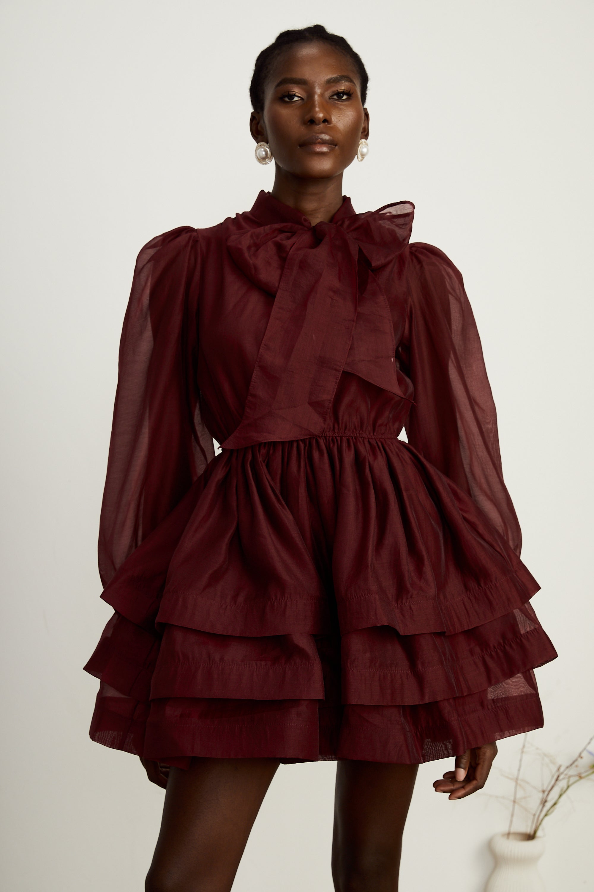 Élodie tiered flared mini dress in Red (Final Sale-US Only)