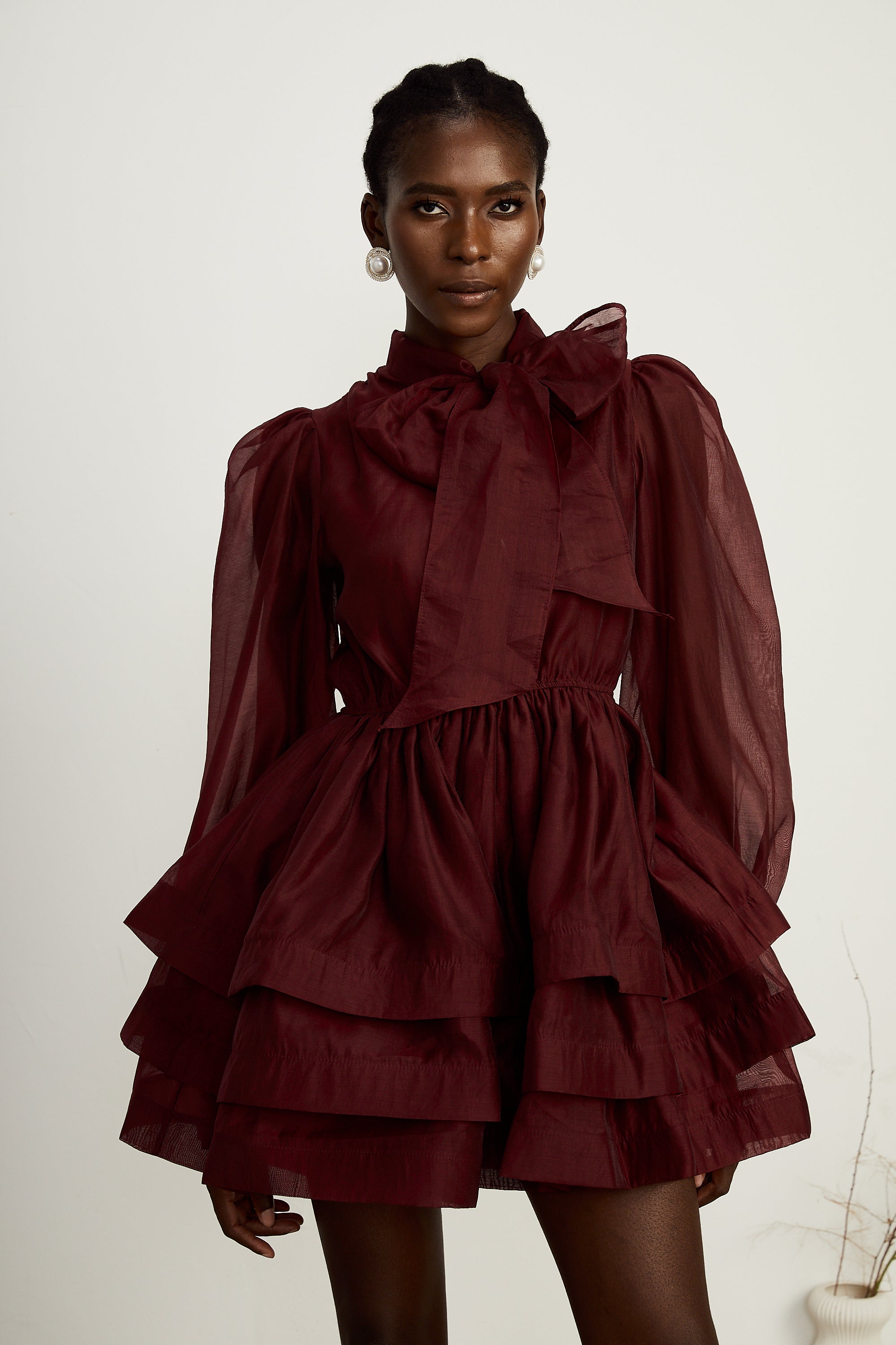 Élodie tiered flared mini dress in Red (Final Sale-US Only)
