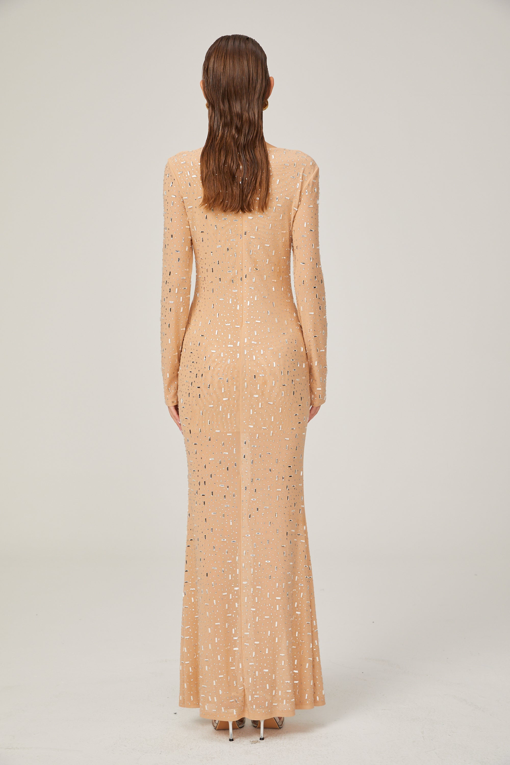Ghislaine rhinestone stretch-mesh maxi dress (US Only)