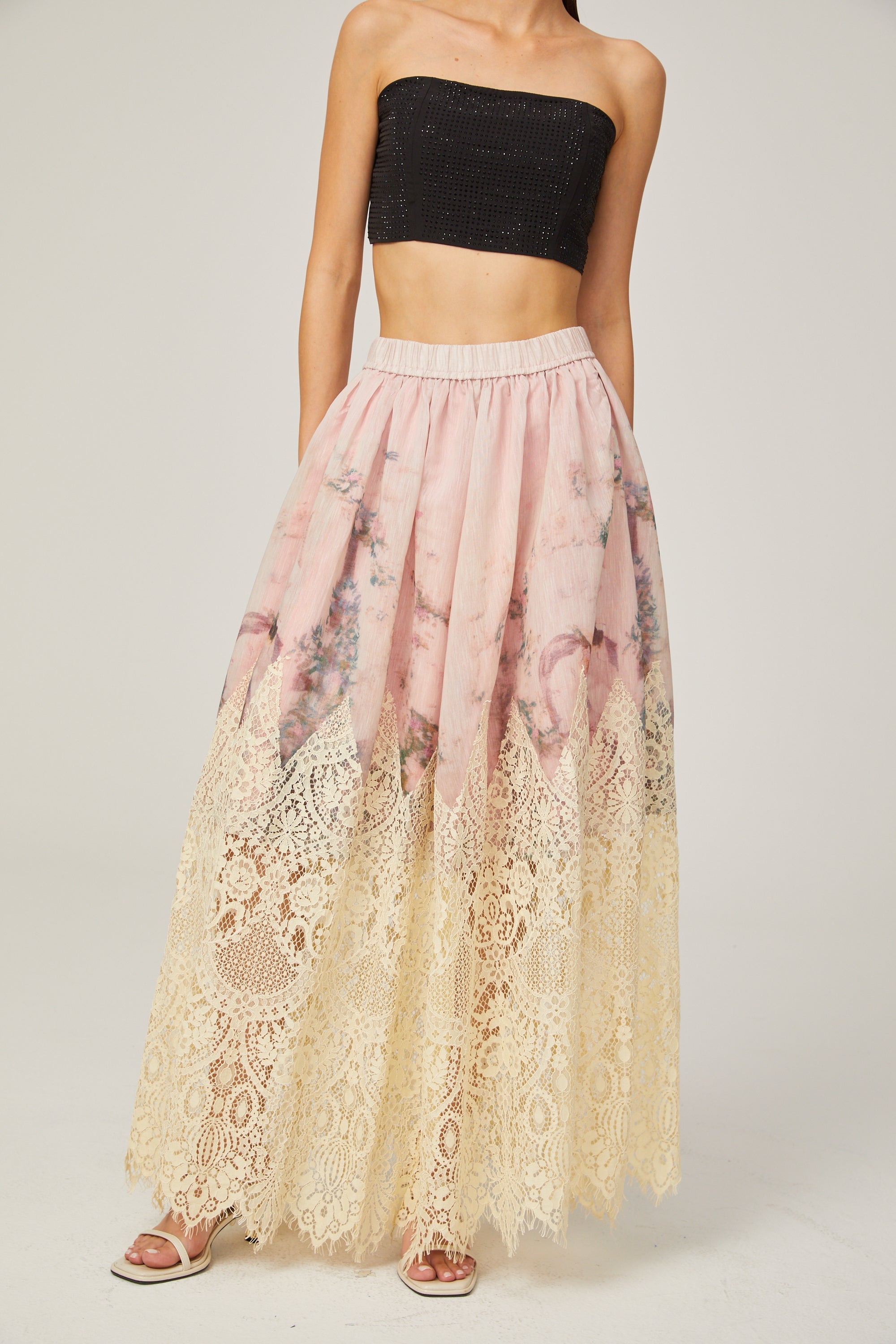 Céline graphic scallop-trim skirt in Neutrals