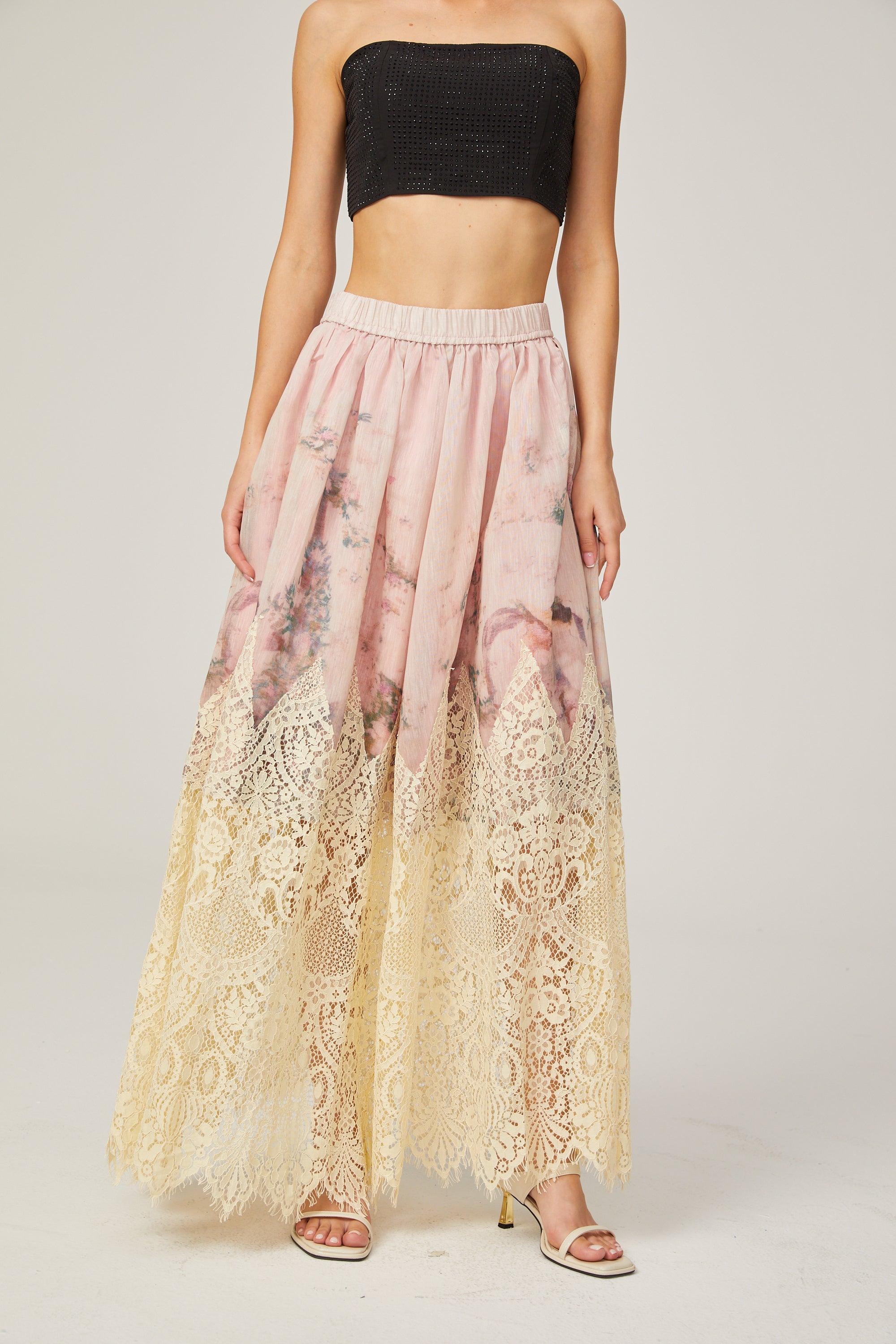 Céline graphic scallop-trim skirt in Neutrals