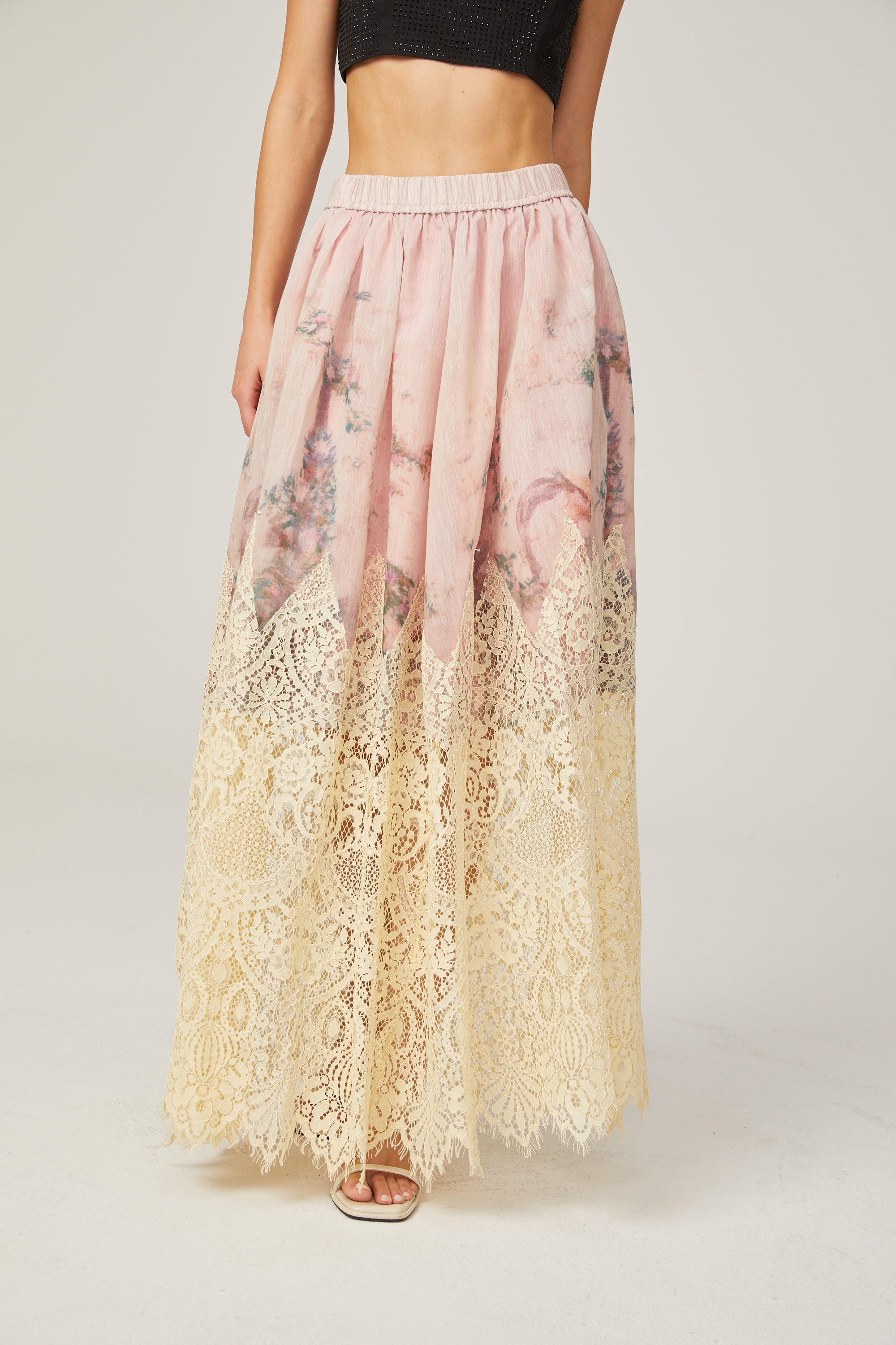 Céline graphic scallop-trim skirt in Neutrals