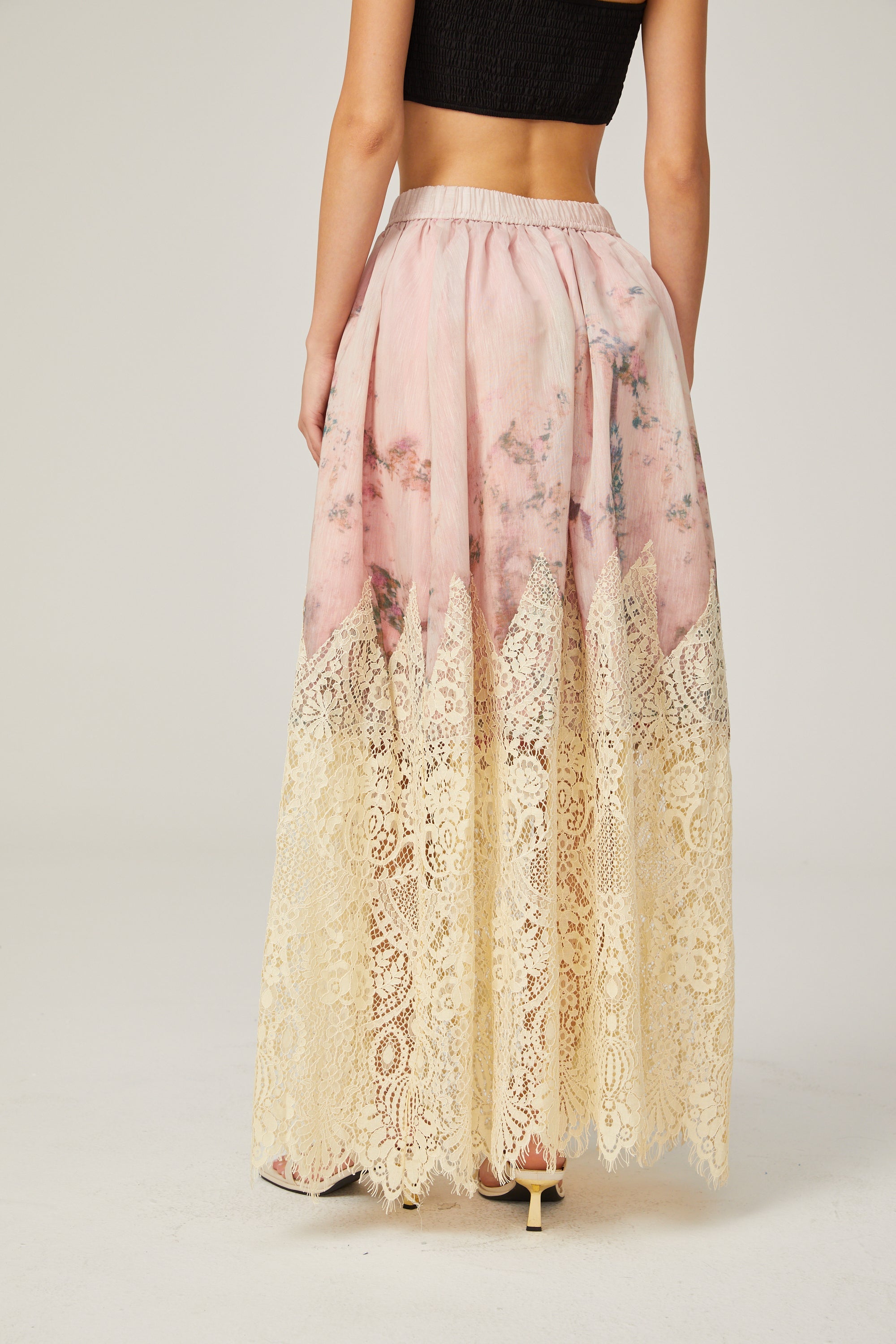 Céline graphic scallop-trim skirt in Neutrals