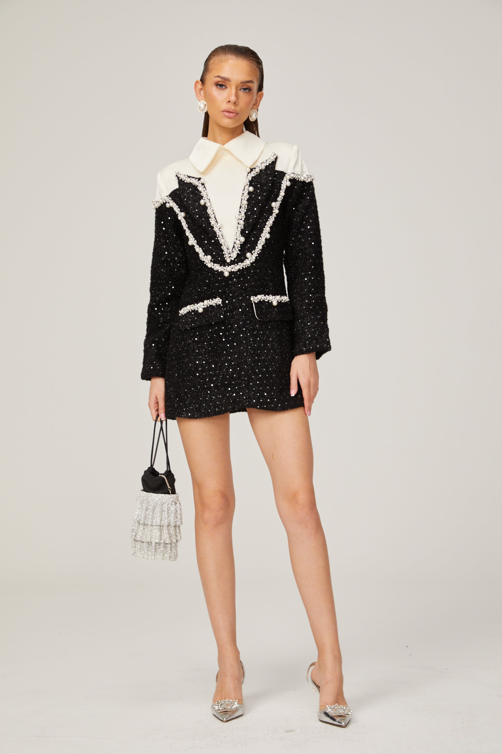Éléonore faux-pearl tweed mini dress (Final Sale)