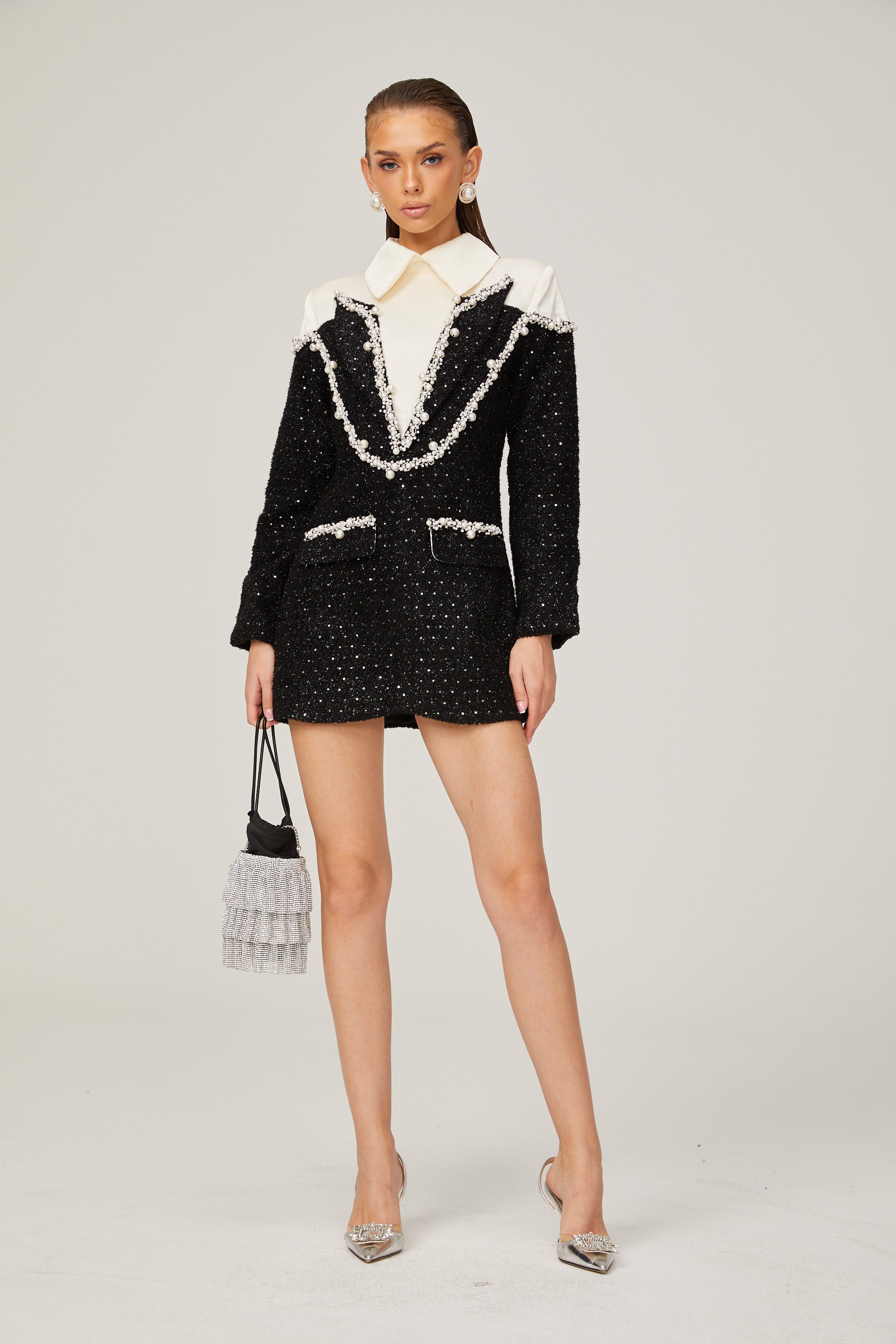 Éléonore faux-pearl tweed mini dress (Final Sale)
