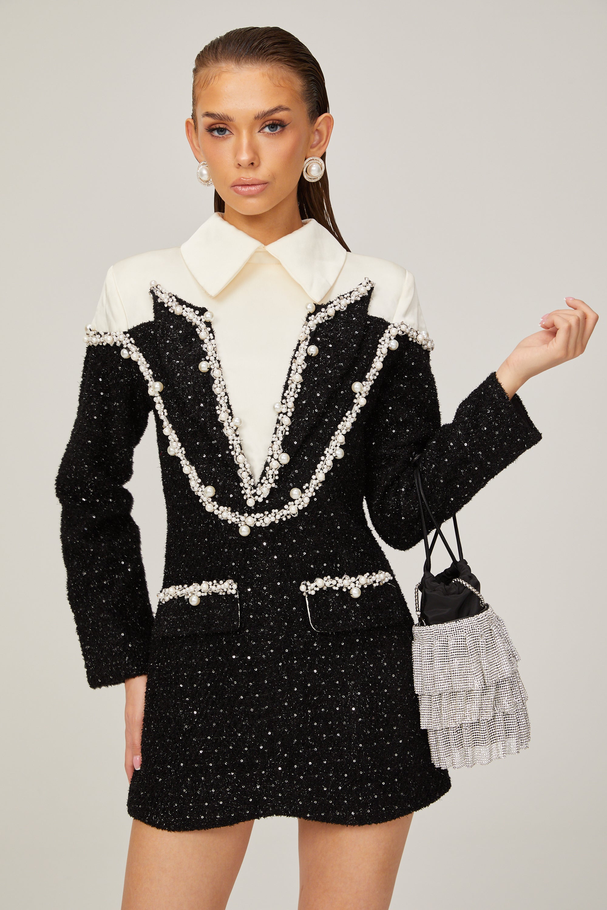 Éléonore faux-pearl tweed mini dress (Final Sale)