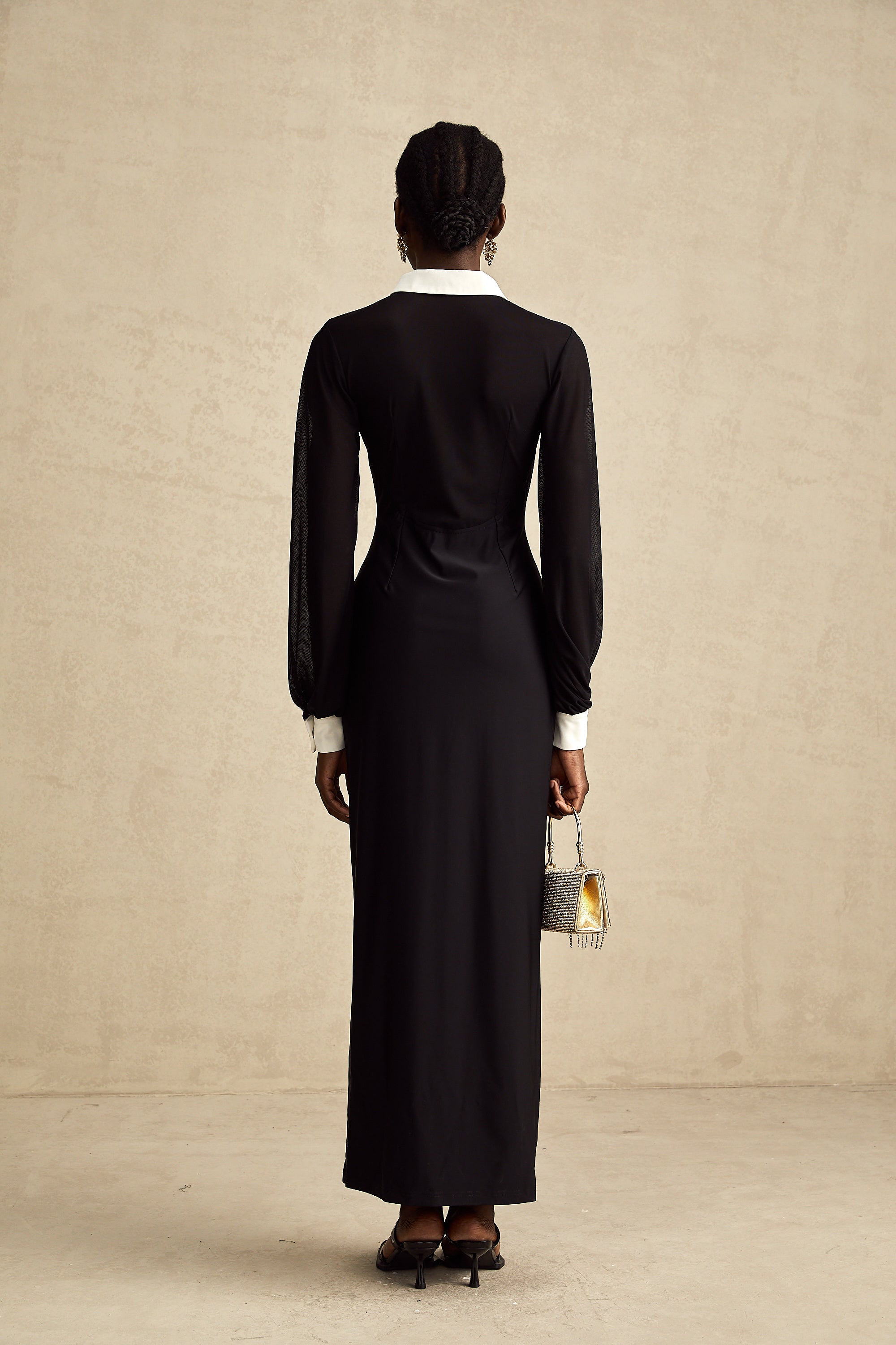 Cyrielle contrast-color semi-sheer maxi dress