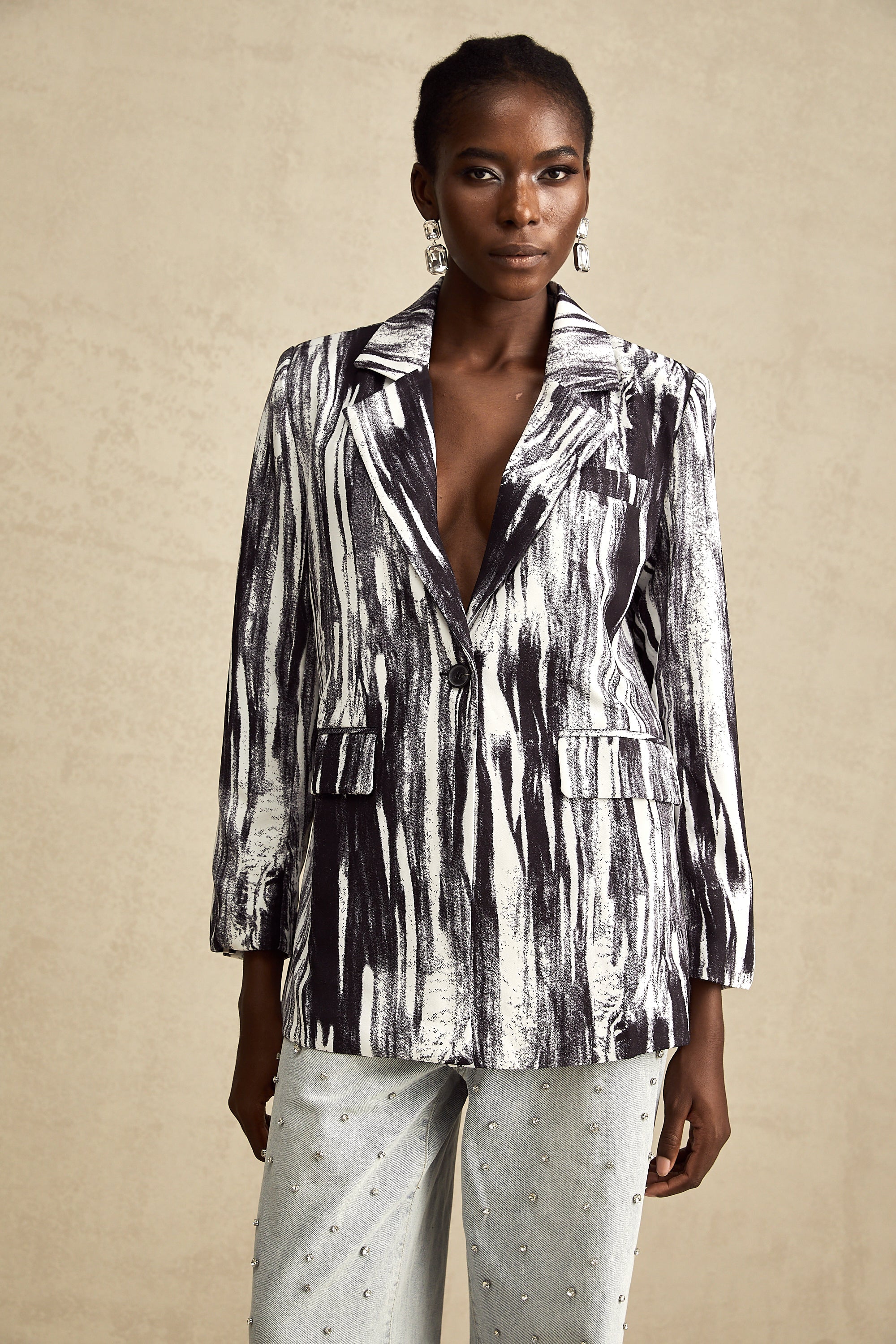 Elise black graffiti-print textured jacket (US Only)