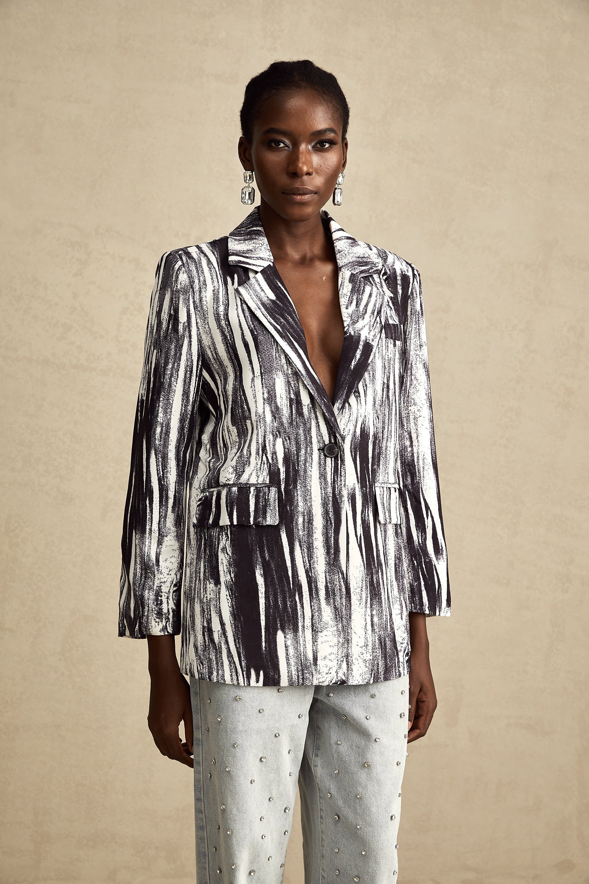 Elise black graffiti-print textured jacket (US Only)