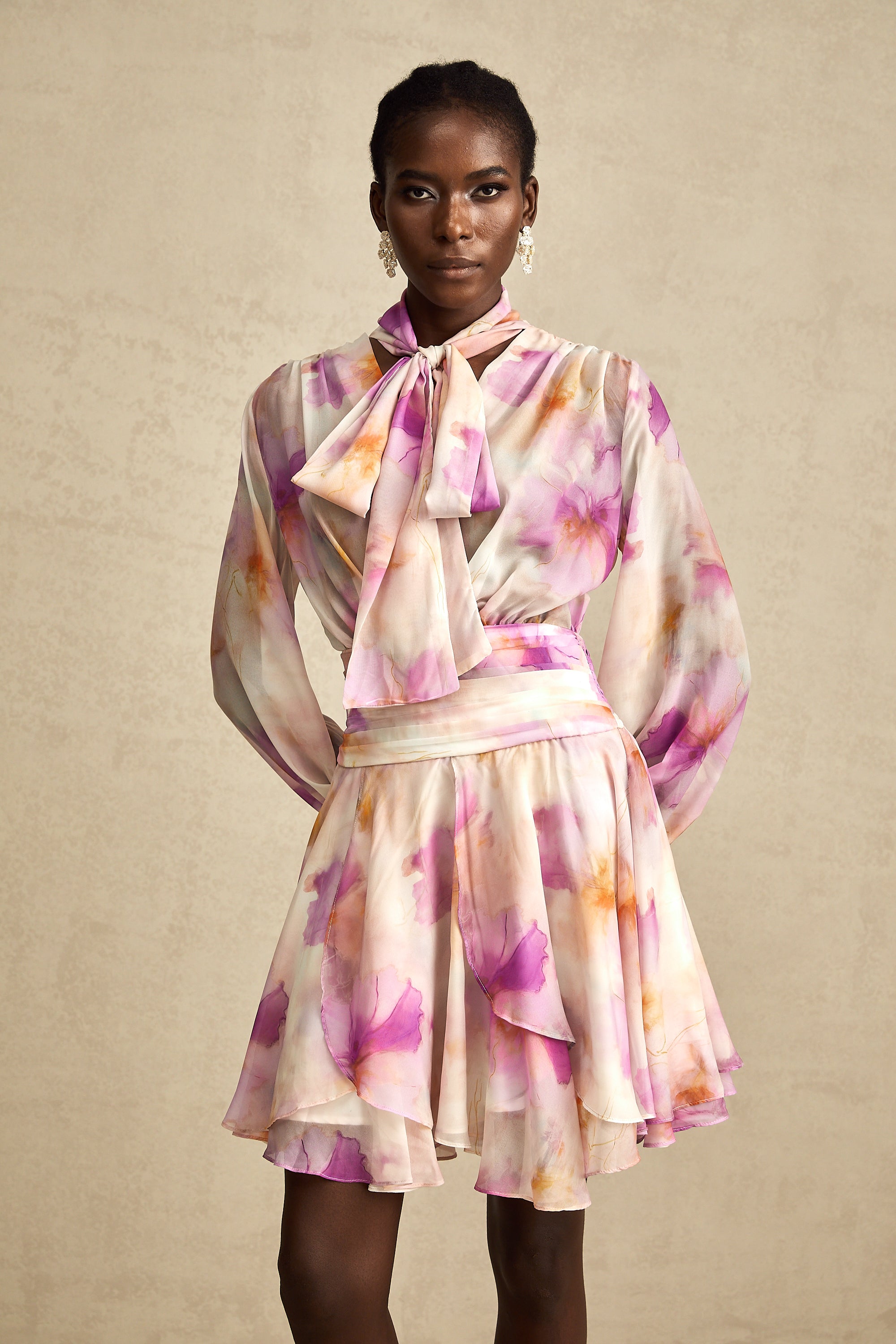 Maëlys floral-print V-neck mini dress (US Only)