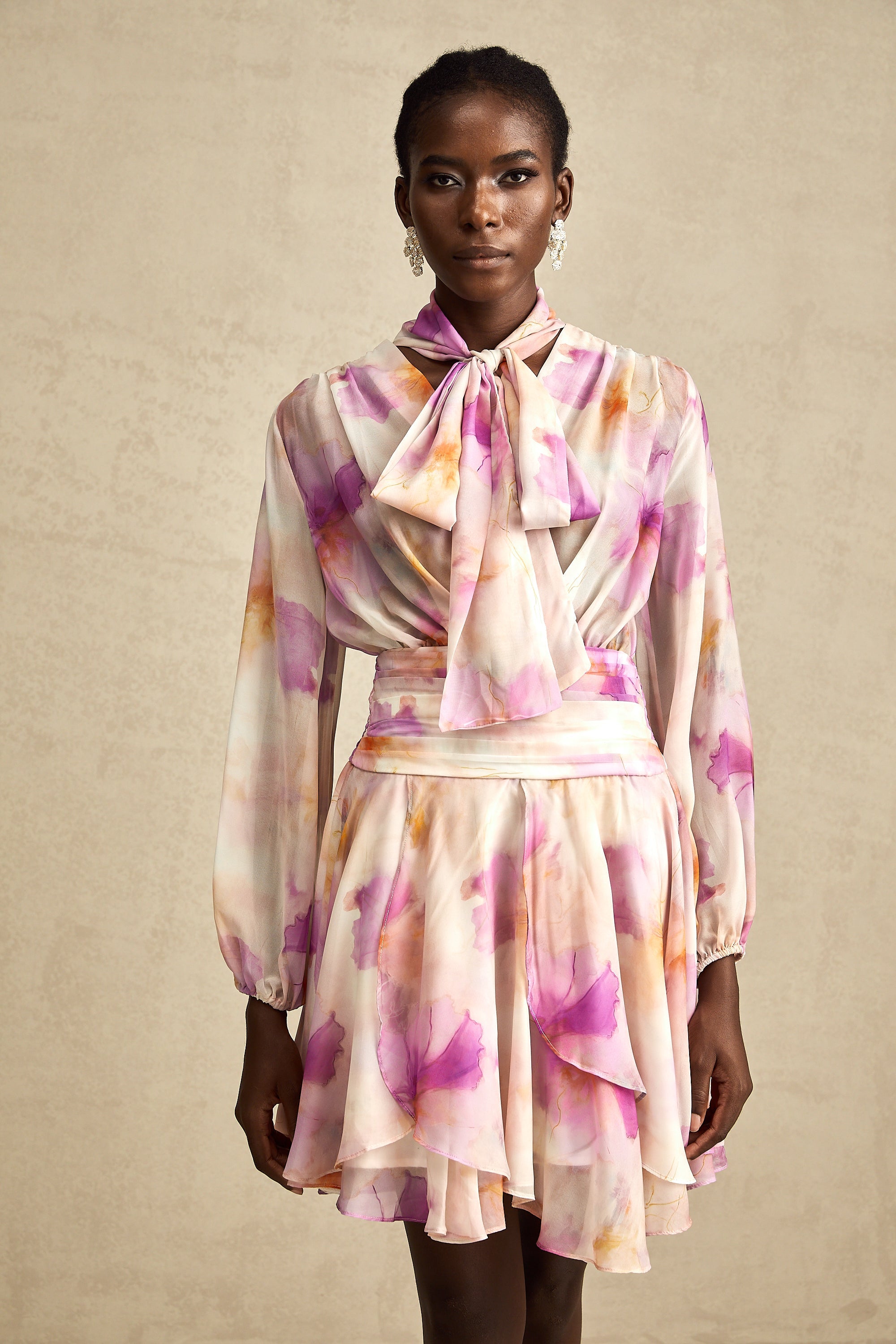 Maëlys floral-print V-neck mini dress (US Only)