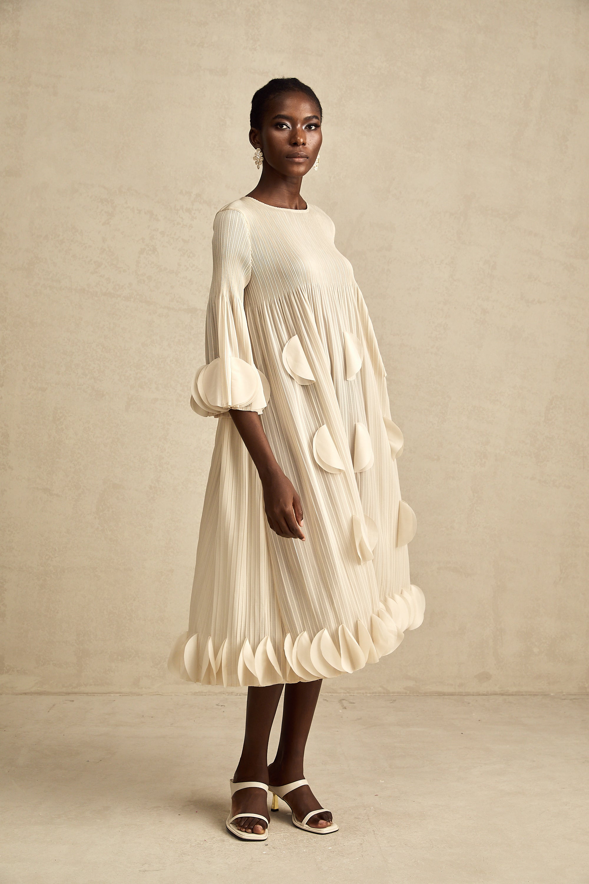 Alizée 3d-petal pleated midi dress (US Only)