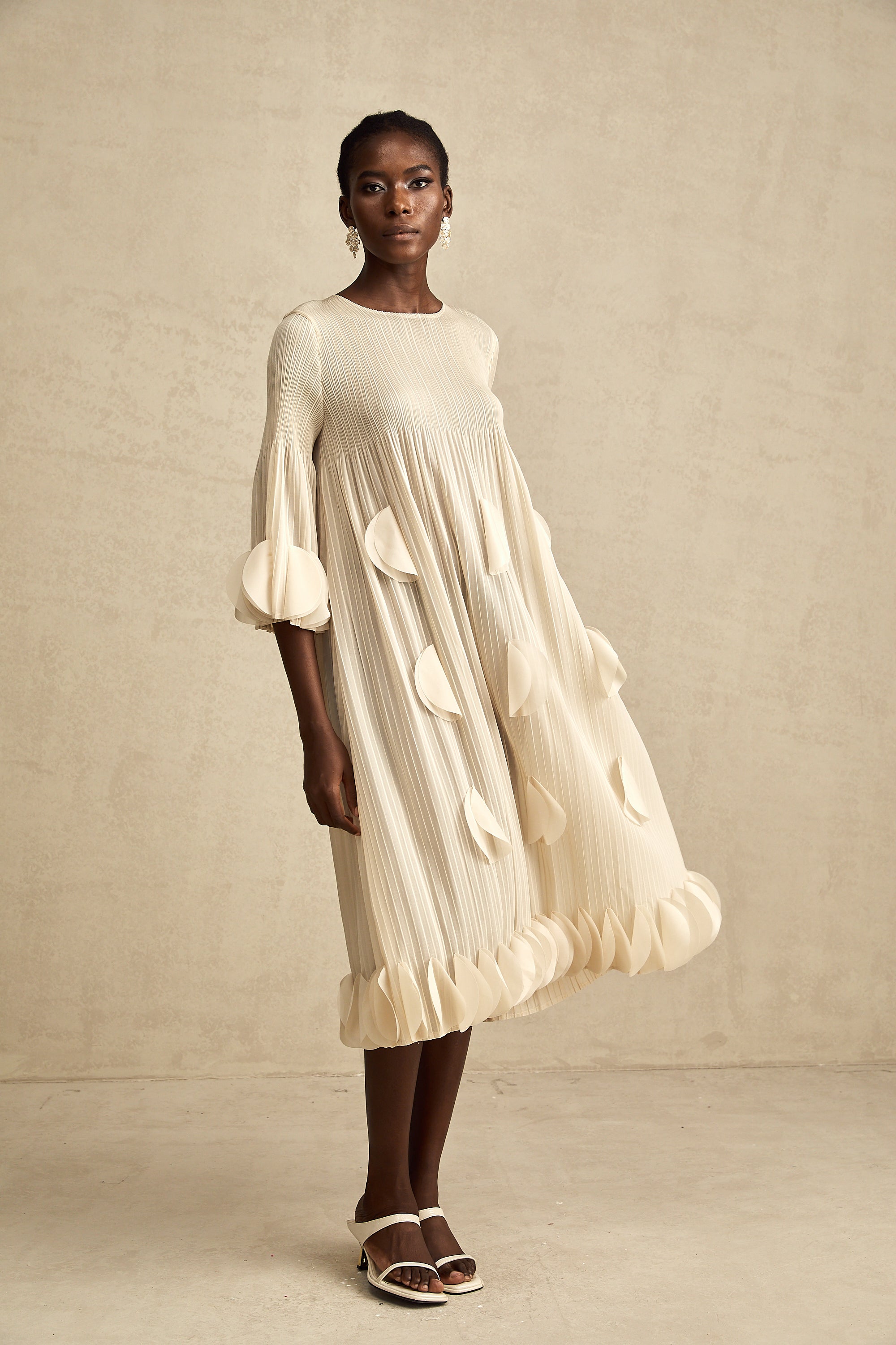 Alizée 3d-petal pleated midi dress (US Only)