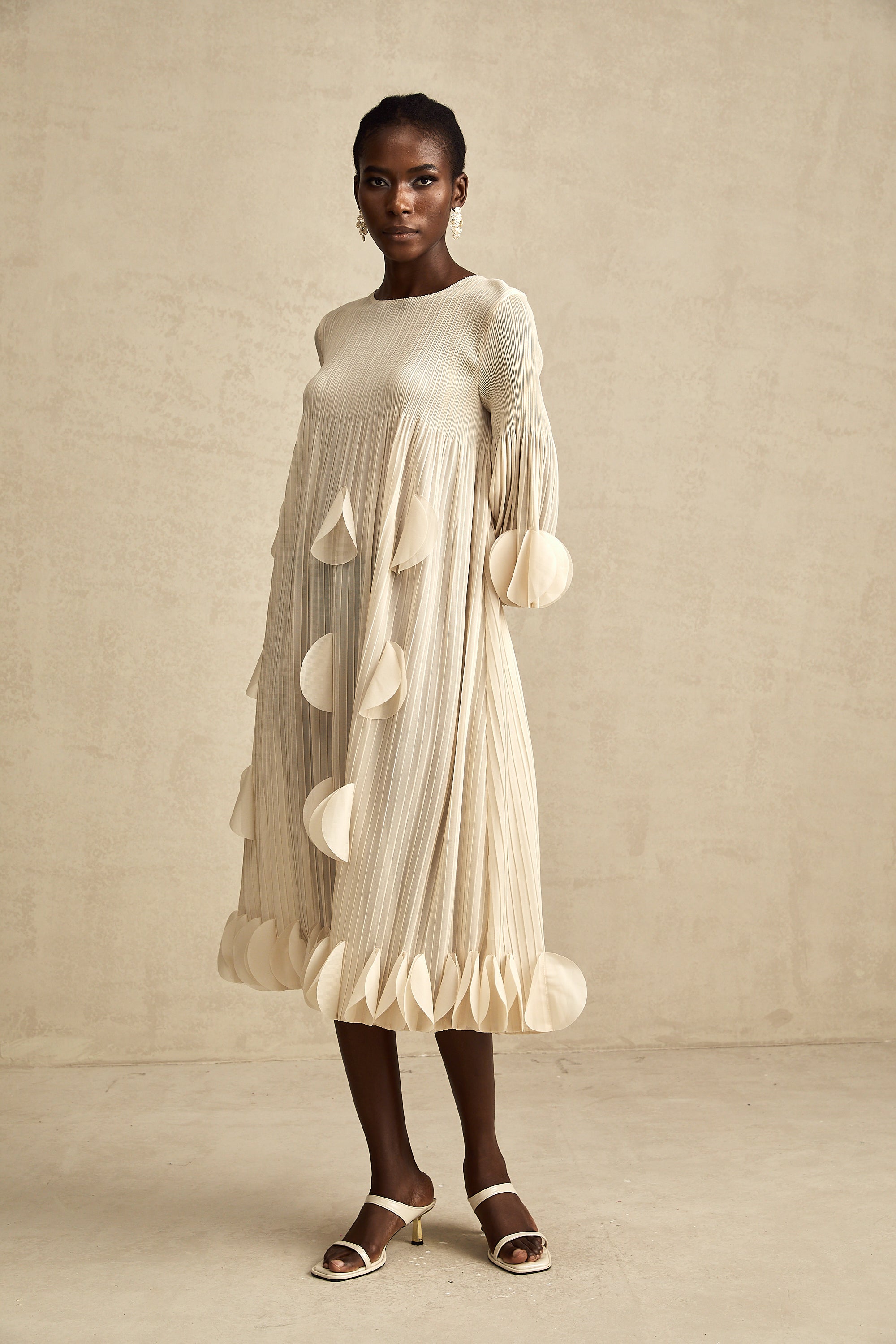 Alizée 3d-petal pleated midi dress (US Only)