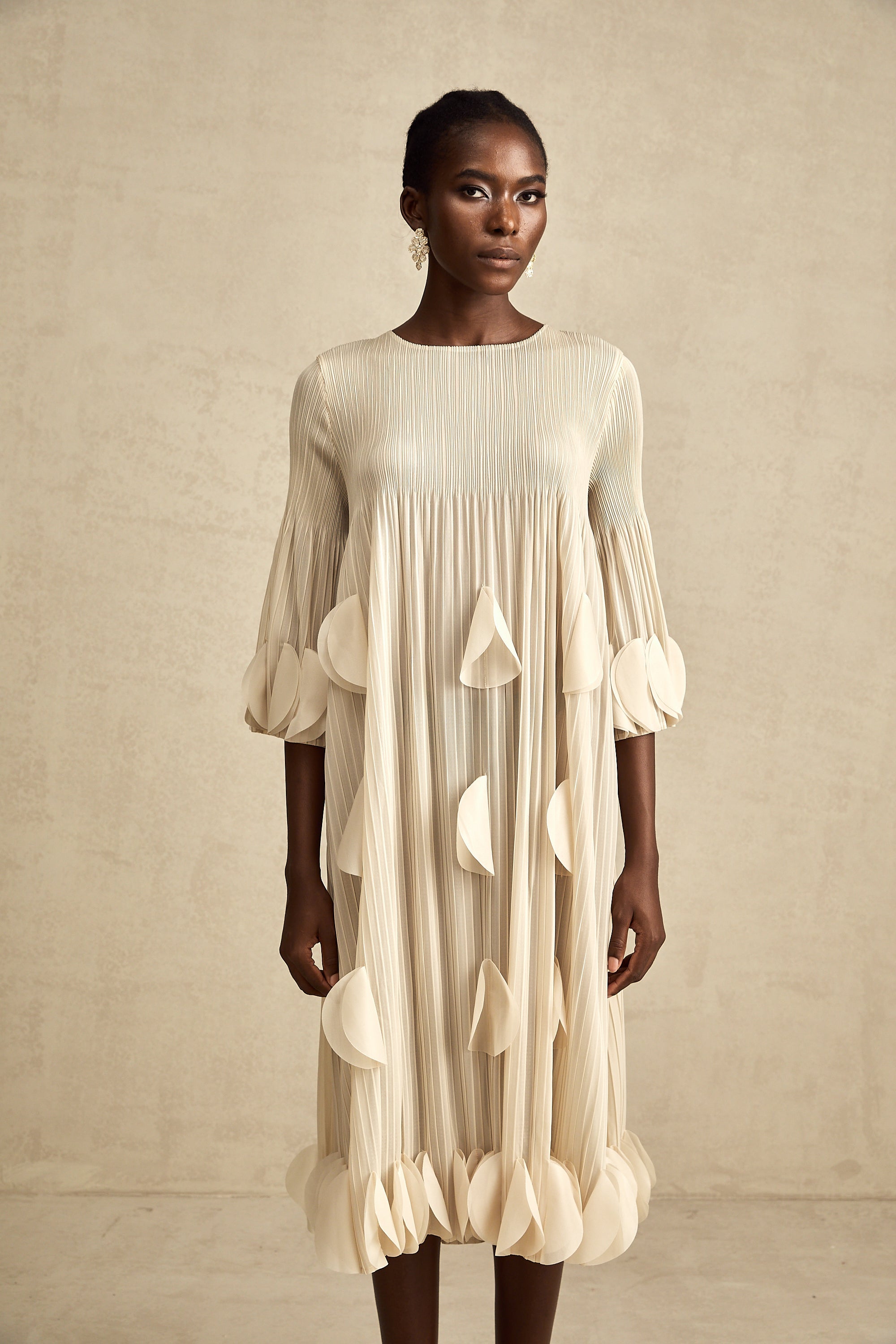 Alizée 3d-petal pleated midi dress (US Only)