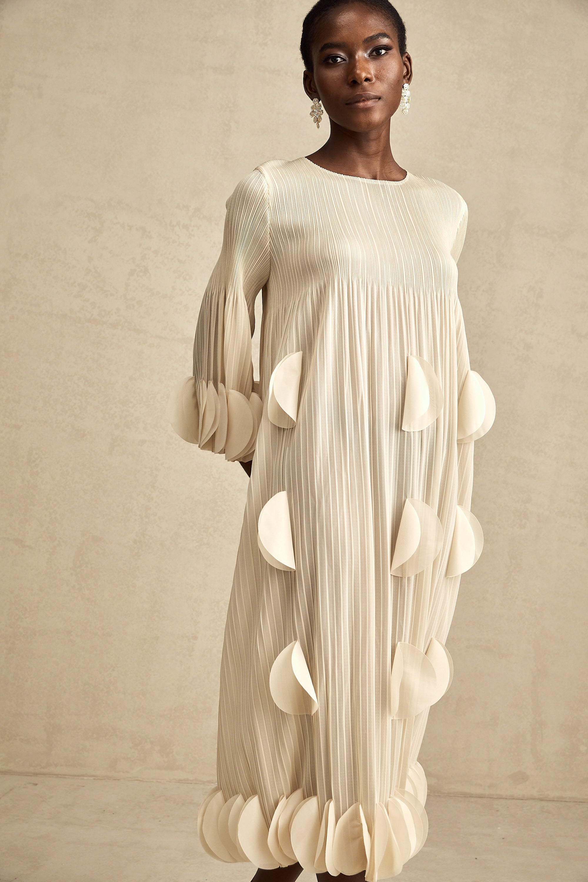 Alizée 3d-petal pleated midi dress (US Only)