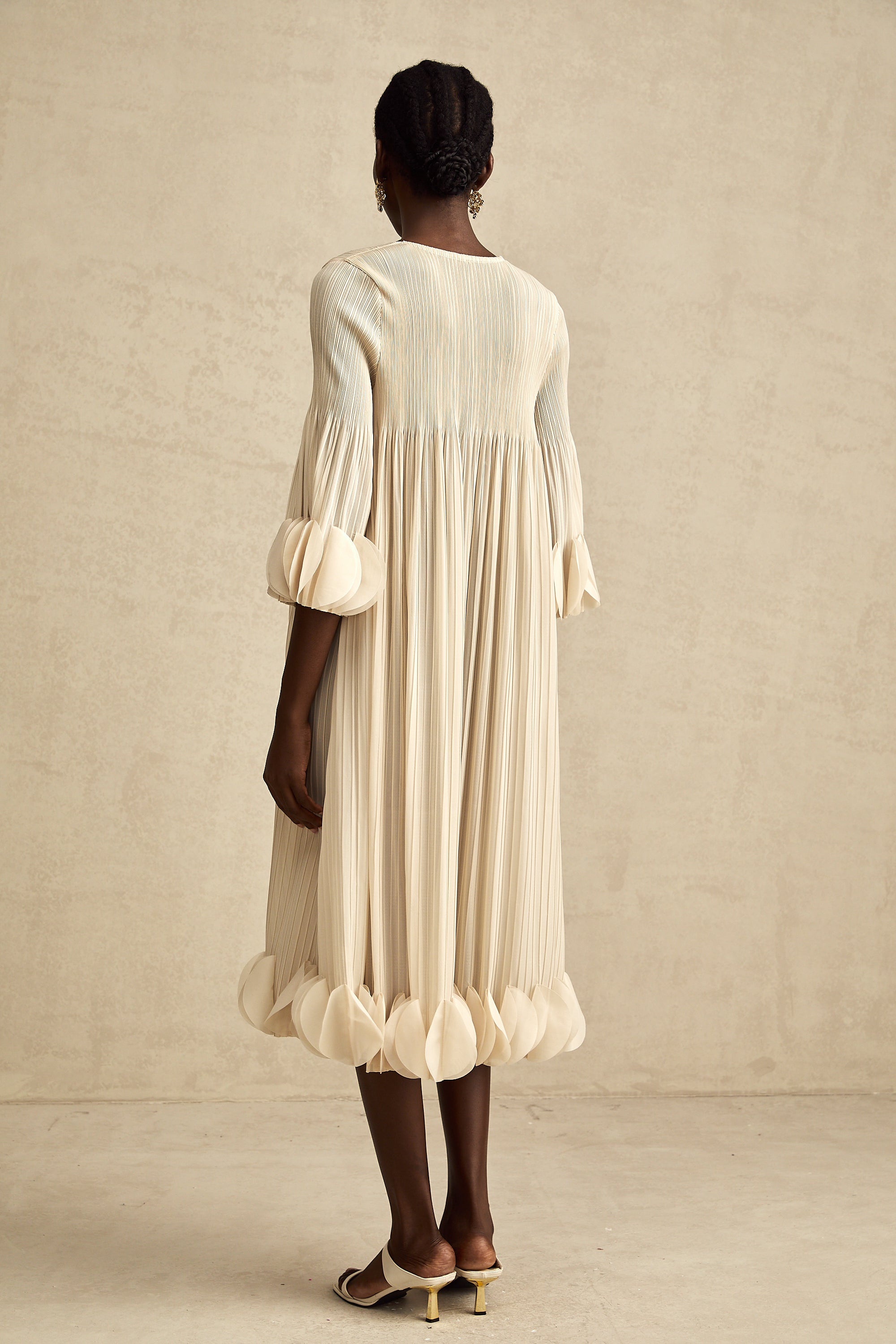 Alizée 3d-petal pleated midi dress (US Only)