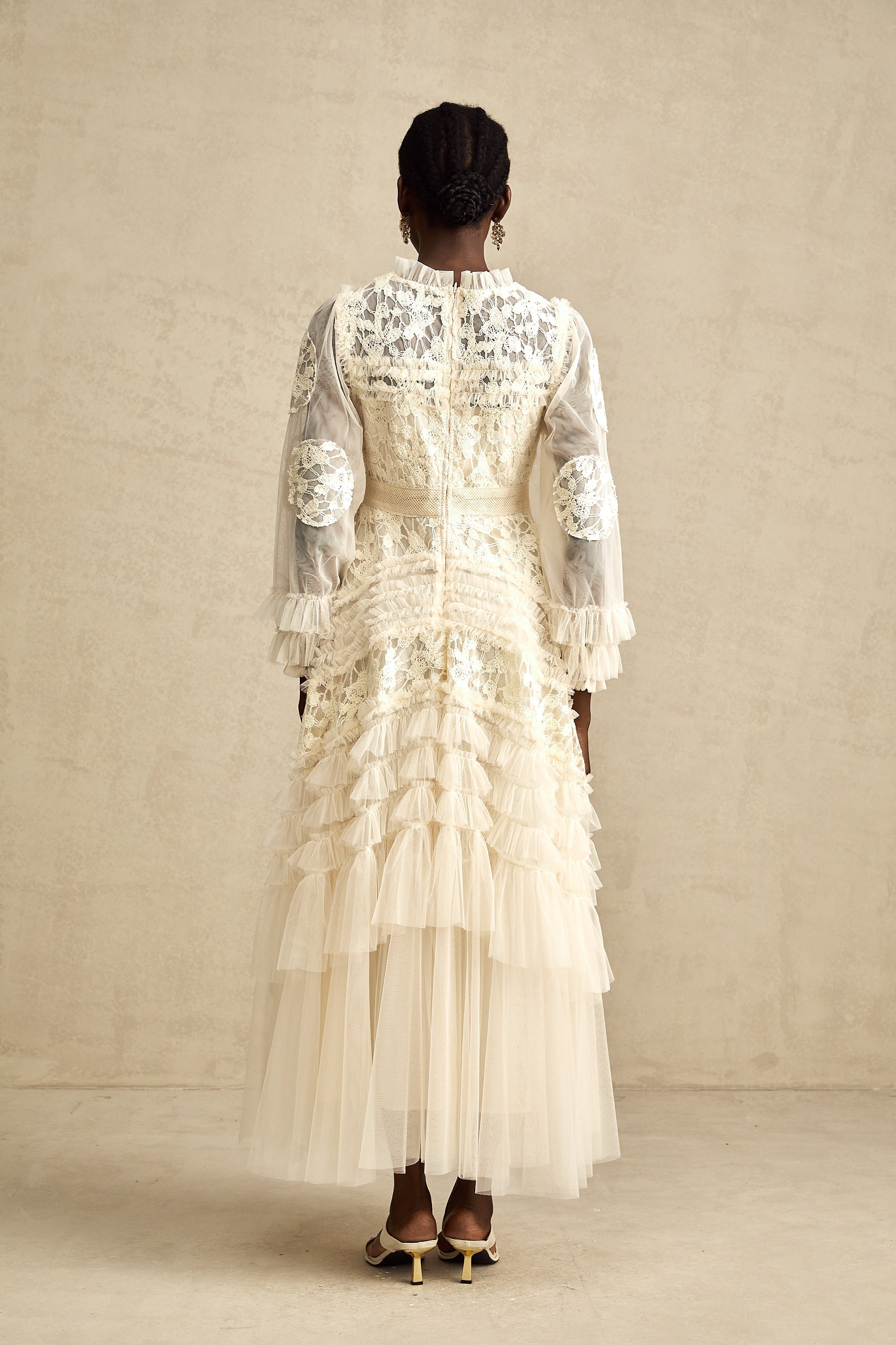 Capucine floral-embroidered layered tulle maxi dress