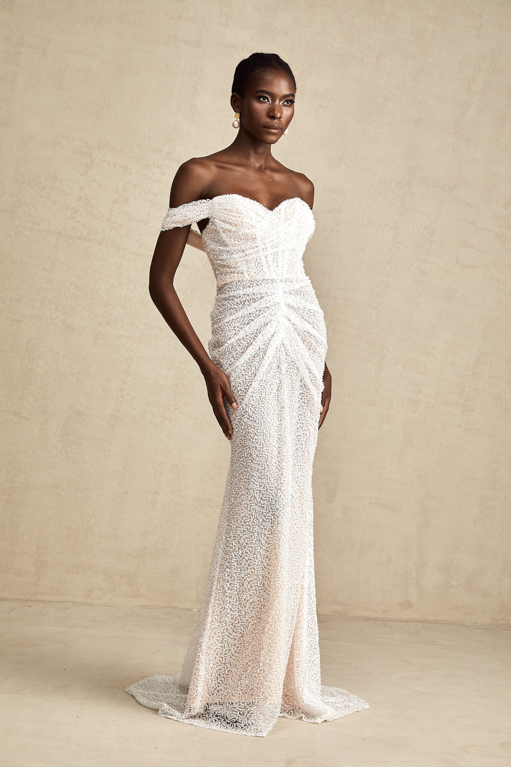 Margot white embellished off-shoulder maxi dress (Final Sale-US Only)