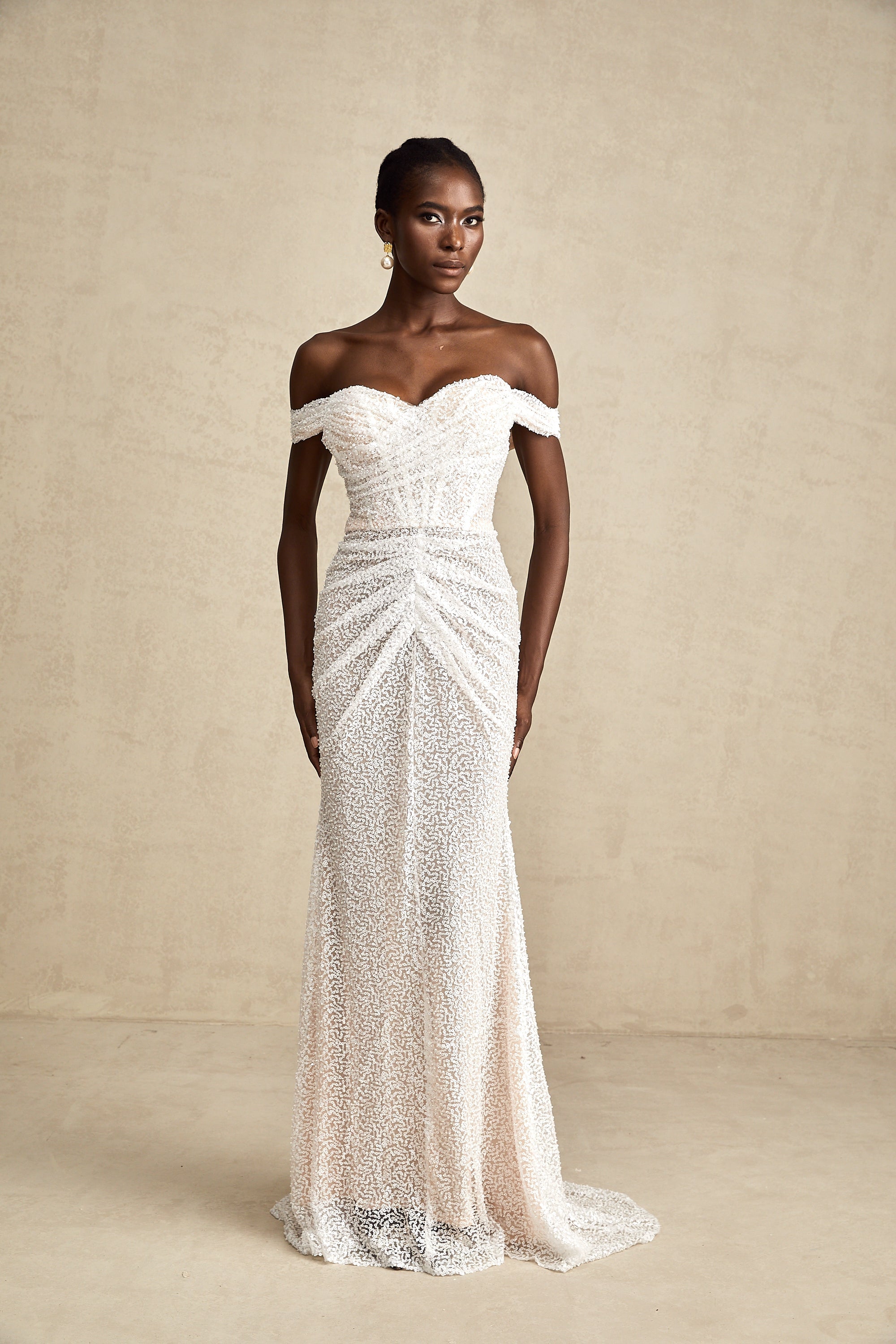 Margot white embellished off-shoulder maxi dress (Final Sale-US Only)