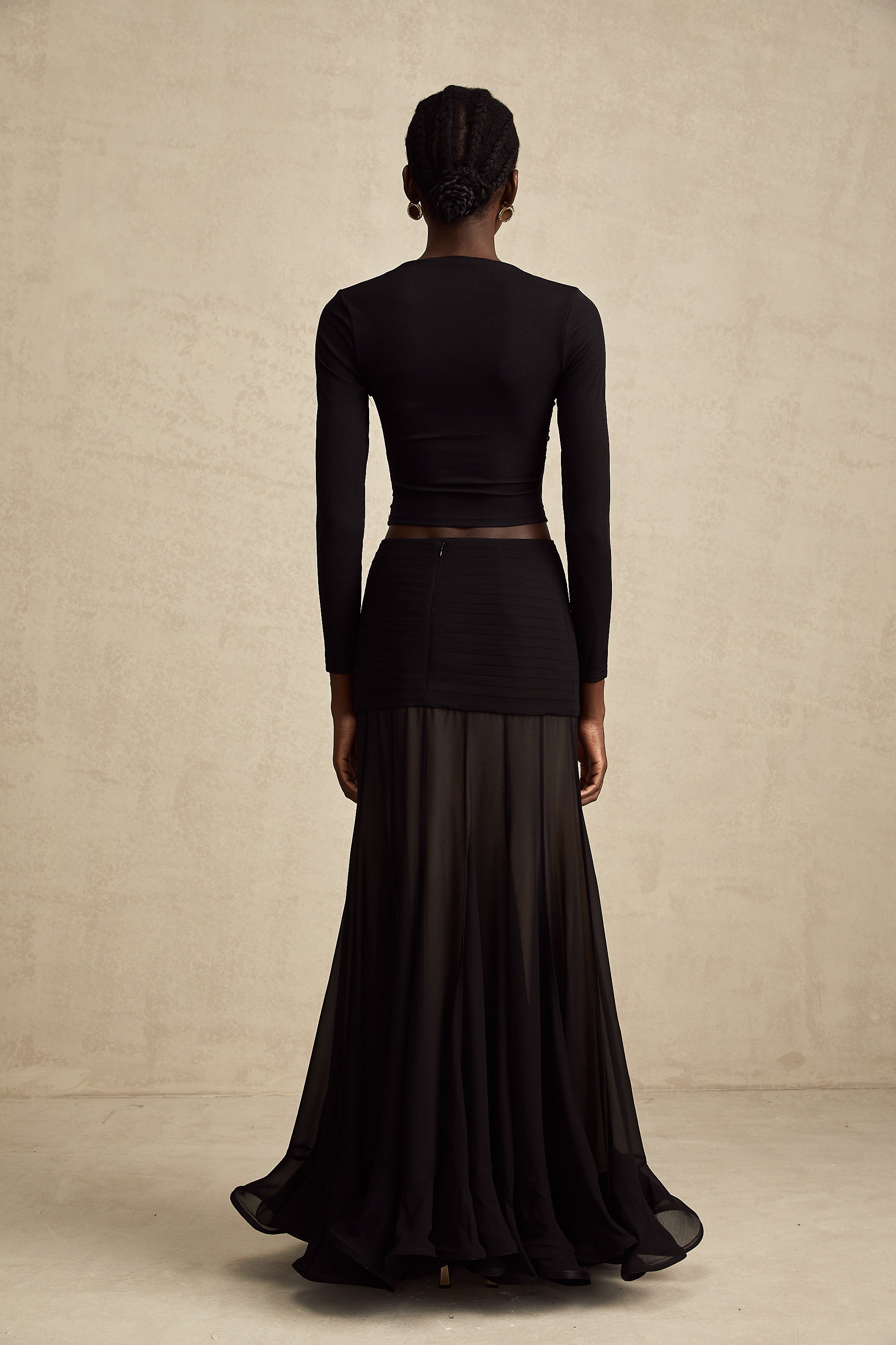 Anaïs Black Open-Front Gathered Top (Final Sale-US Only)